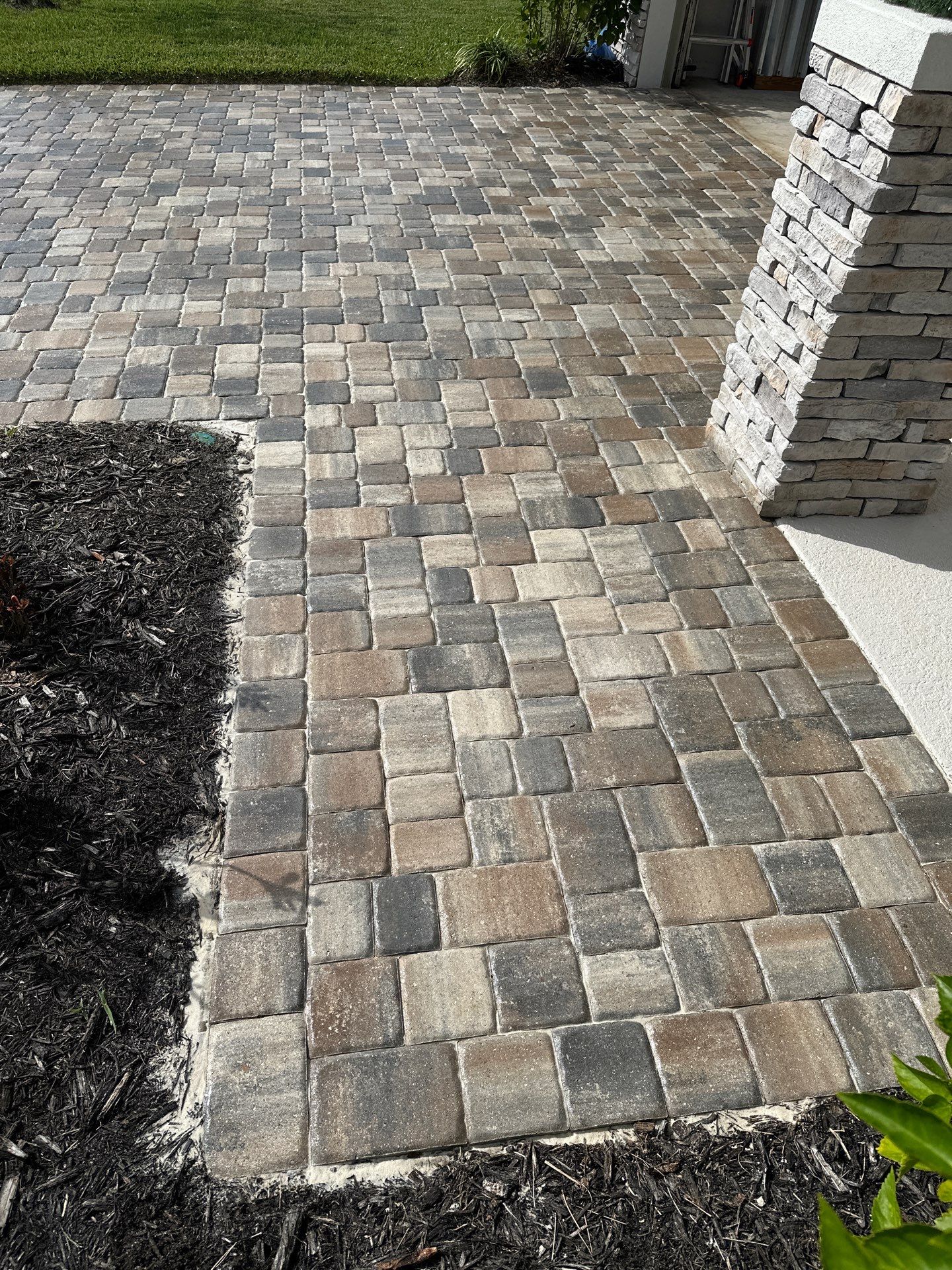 House Wash, Paver Driveway & Sidewalk Cleaning + Sanding & Sealing in Trevesta Community, Palmetto, FL by Sunshine AquaWash