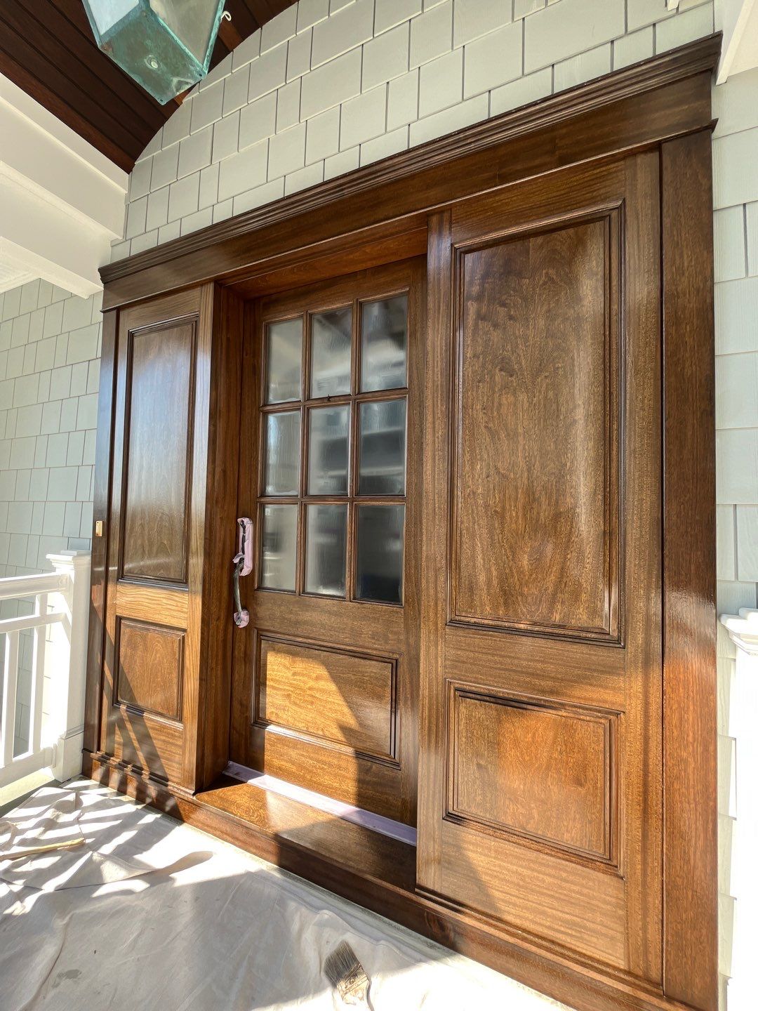 Custom Mahogany Entry Door Staining and Refinishing in Ocean City by FreshCoat Works LLC