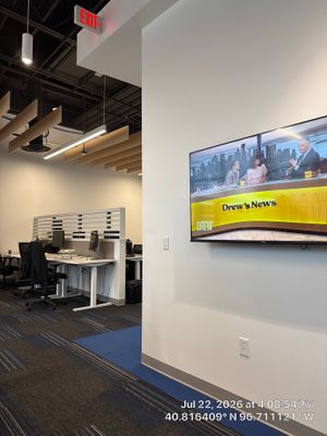 Lincoln Commercial Office Remodel with Glass Doors and Acoustic Baffles