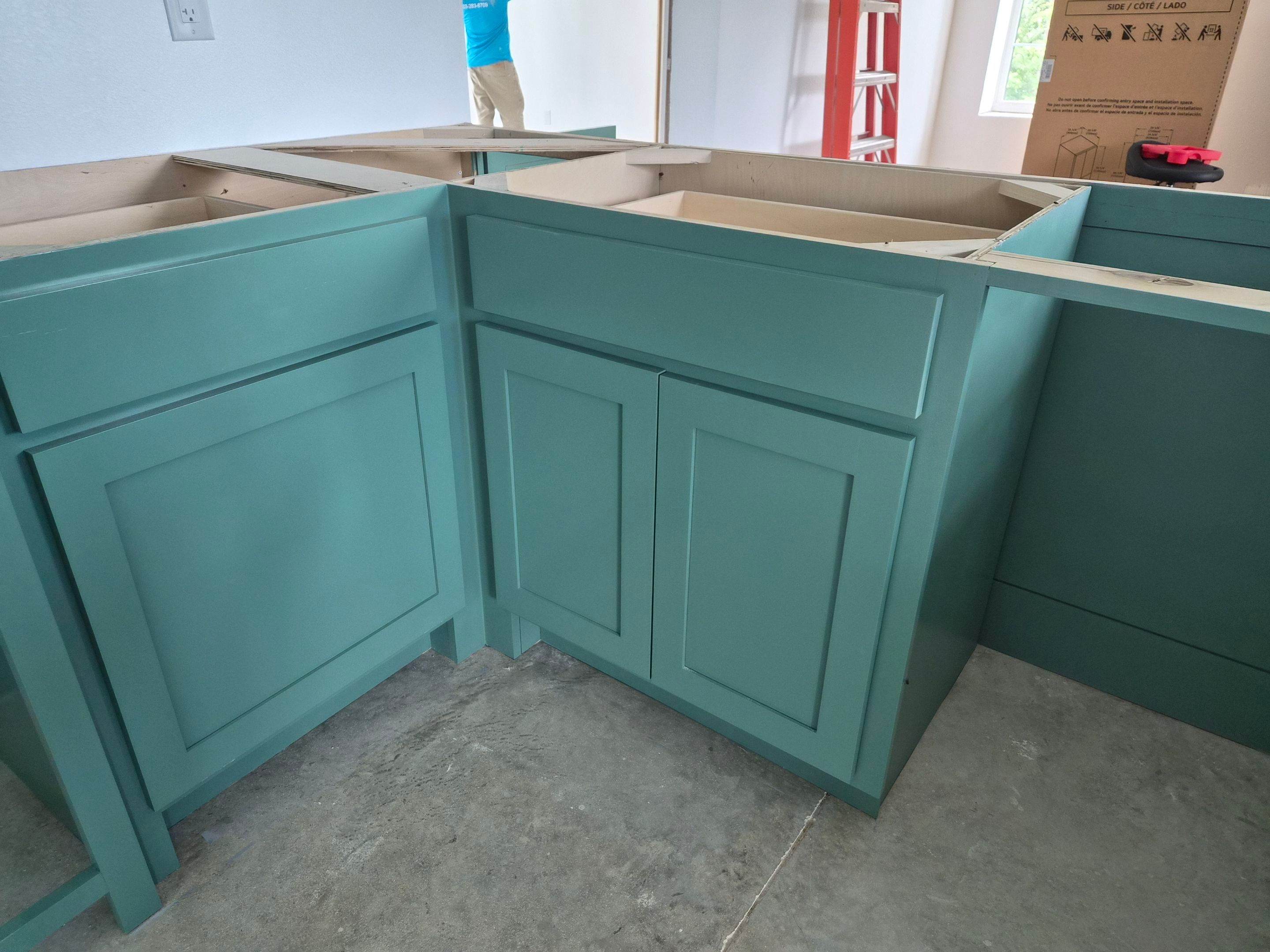Sage Green Cabinet Transformation in Brownsboro, TX! by Quality Coats Painting
