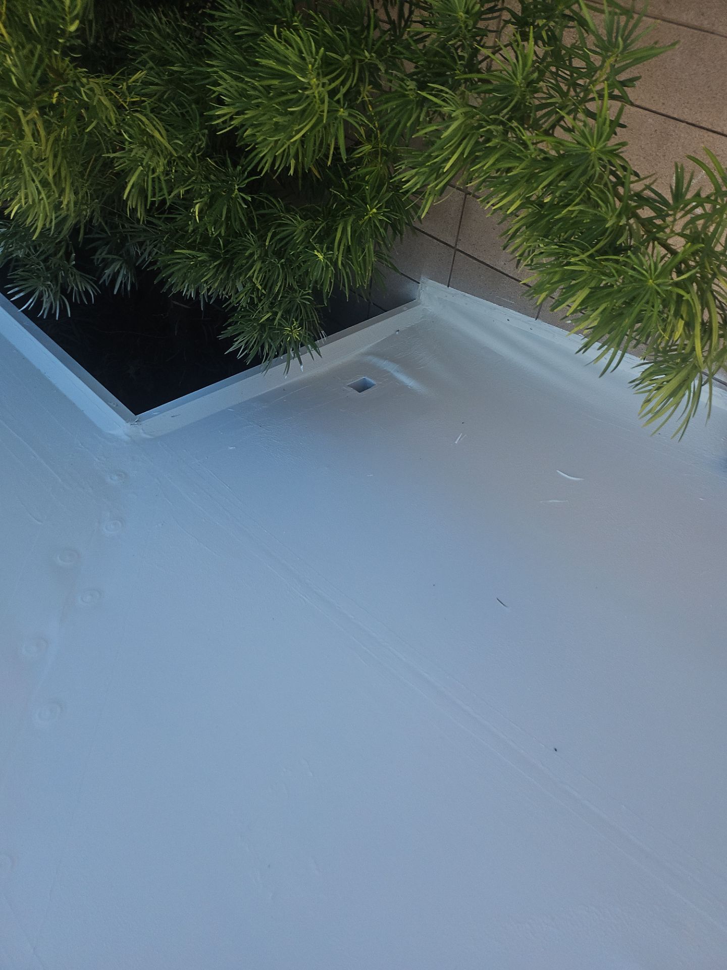 Single-ply restoration system using Benchmark/PUMA XL coatings over TPO single-ply roofing by Straight Edge Roofing Inc