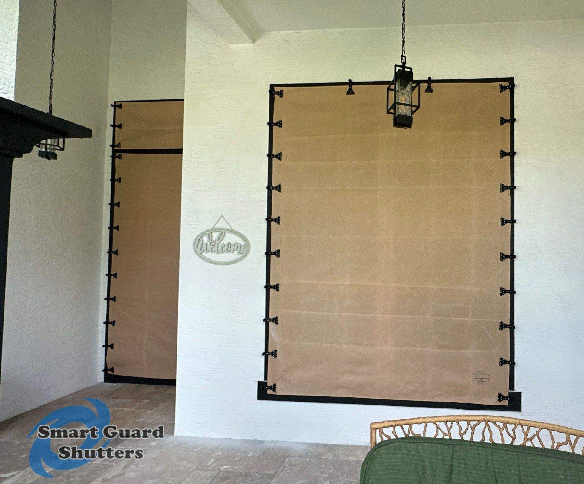 AstroGuard Hurricane Fabric in Tan by Smart Guard Shutters