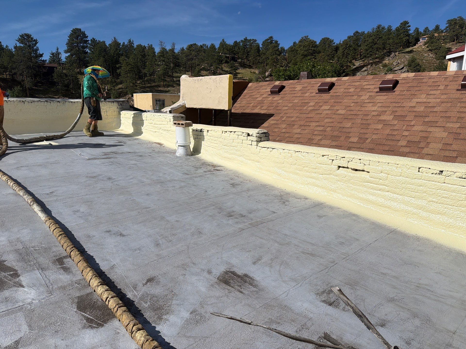 Estes Park "The Taffy Shop" Before & After Gaco Coating by Blue Peaks Roofing LLC