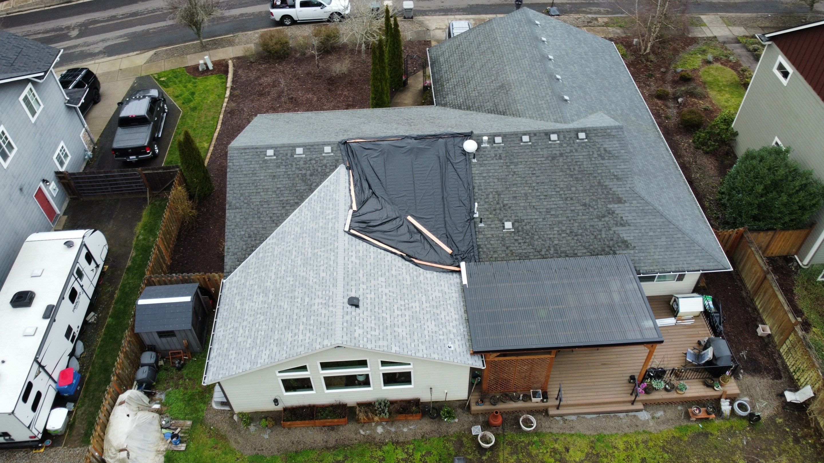 Residential Roofing Installation using IKO Cambridge (Color: Dual Grey) by Orezona Building & Roofing Company, Inc.