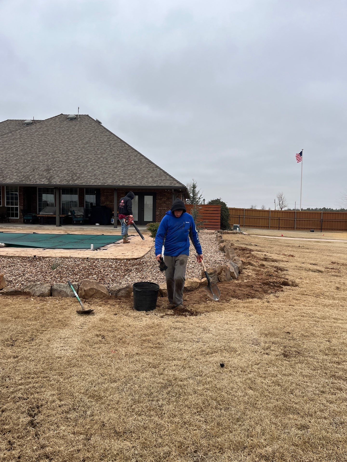 Landscape installation w/ irrigation and landscape lighting by Clays Services Inc