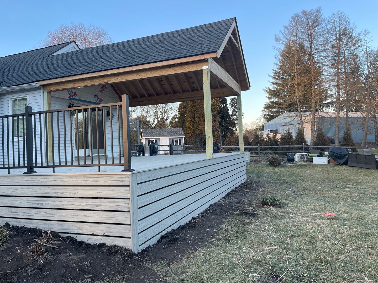 New deck With A frame porch In Morrisville PA by deck guardian