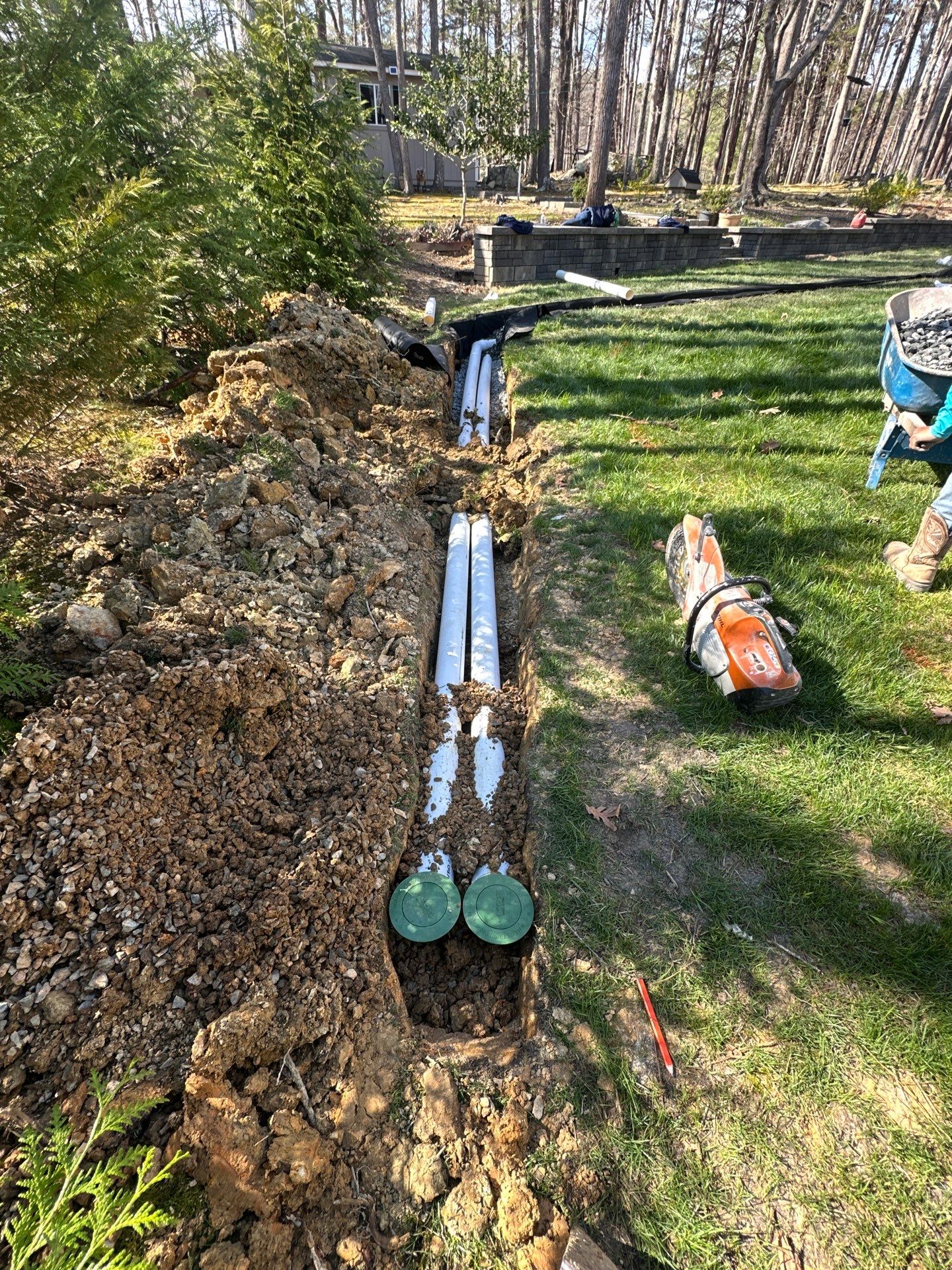 Foundation drainage system in Durham by Martinez Brother’s Nc Landscaping Inc