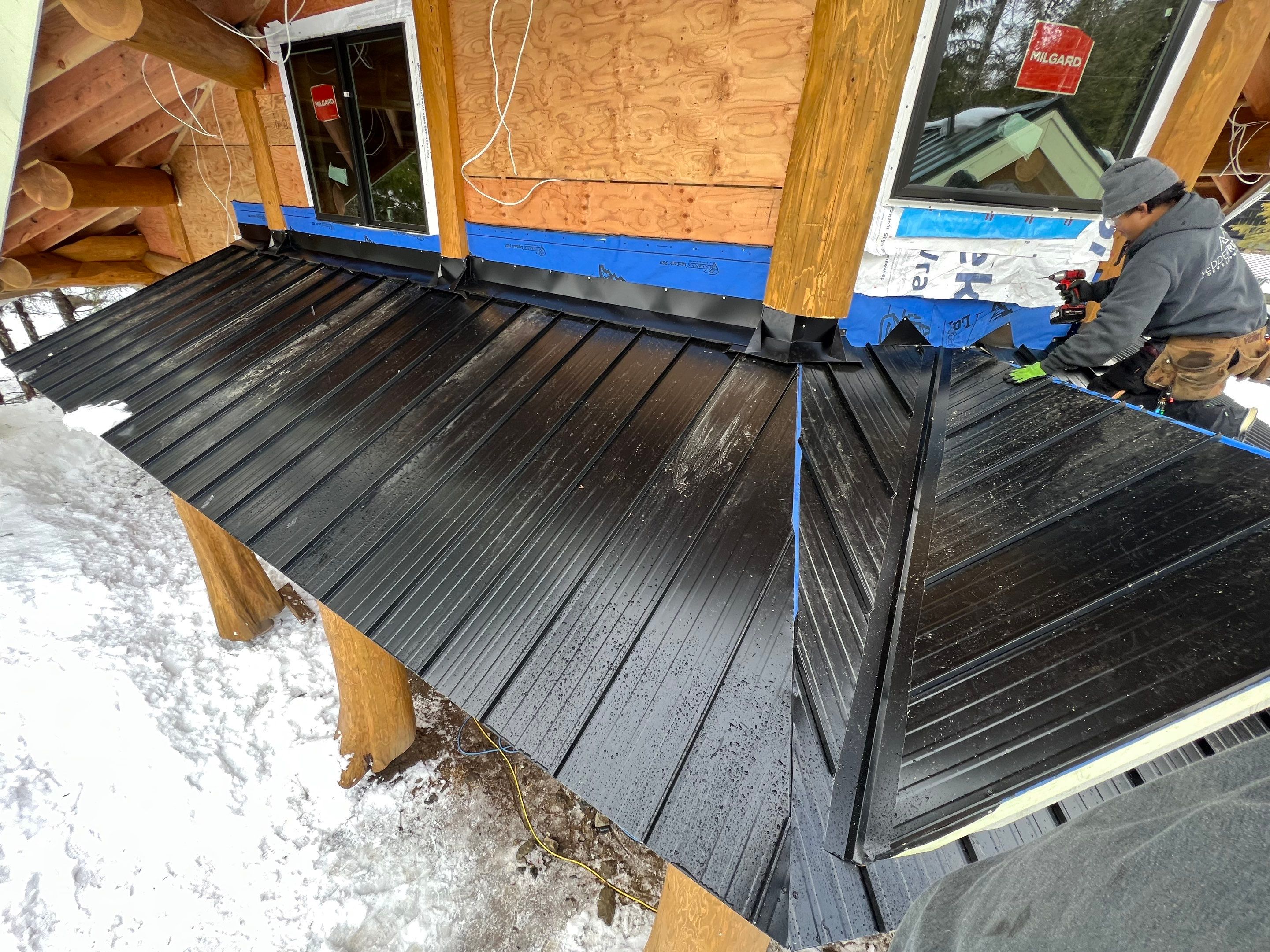 Residential Roofing Installation using 12" Prolok metal  by Top Notch Roofing Inc