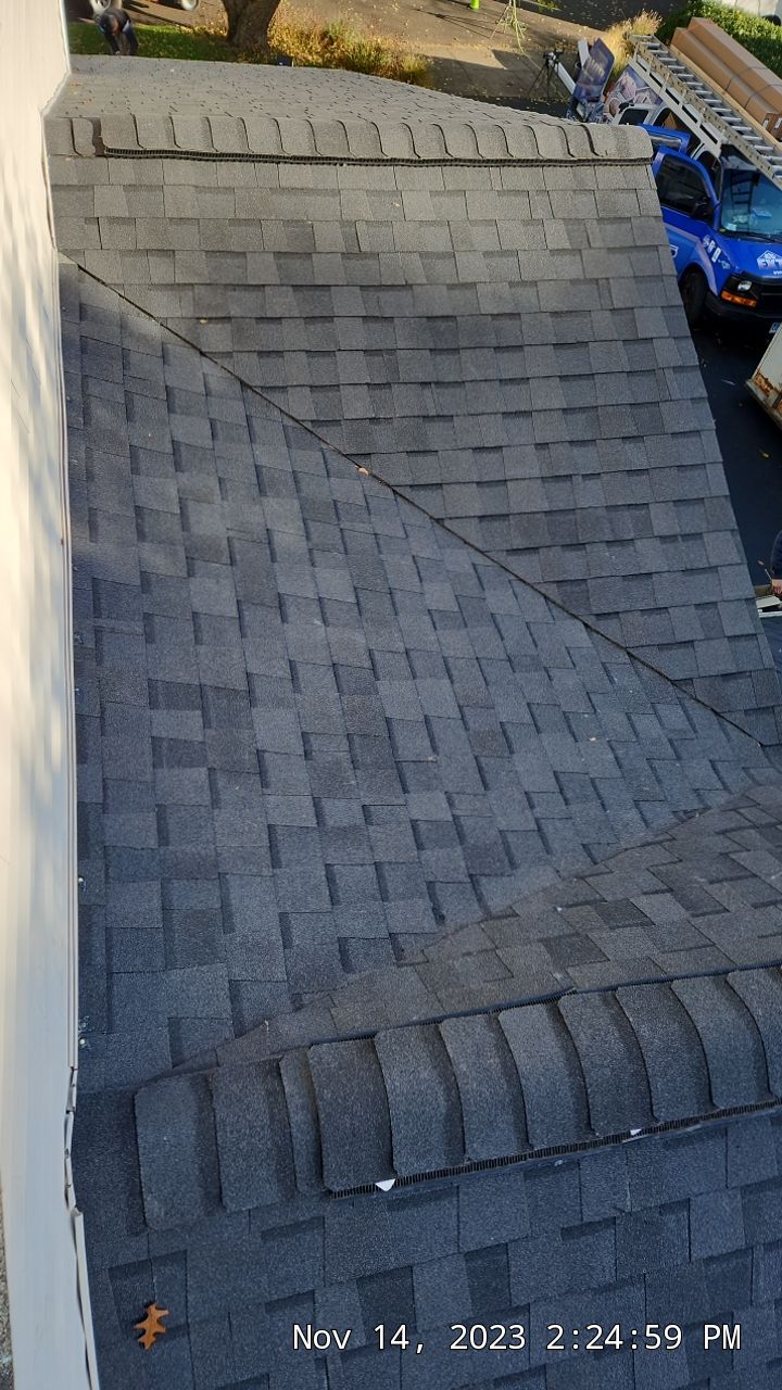 Residential Roofing Installation using Certainteed Landmark Moire Black by A Plus Exterior