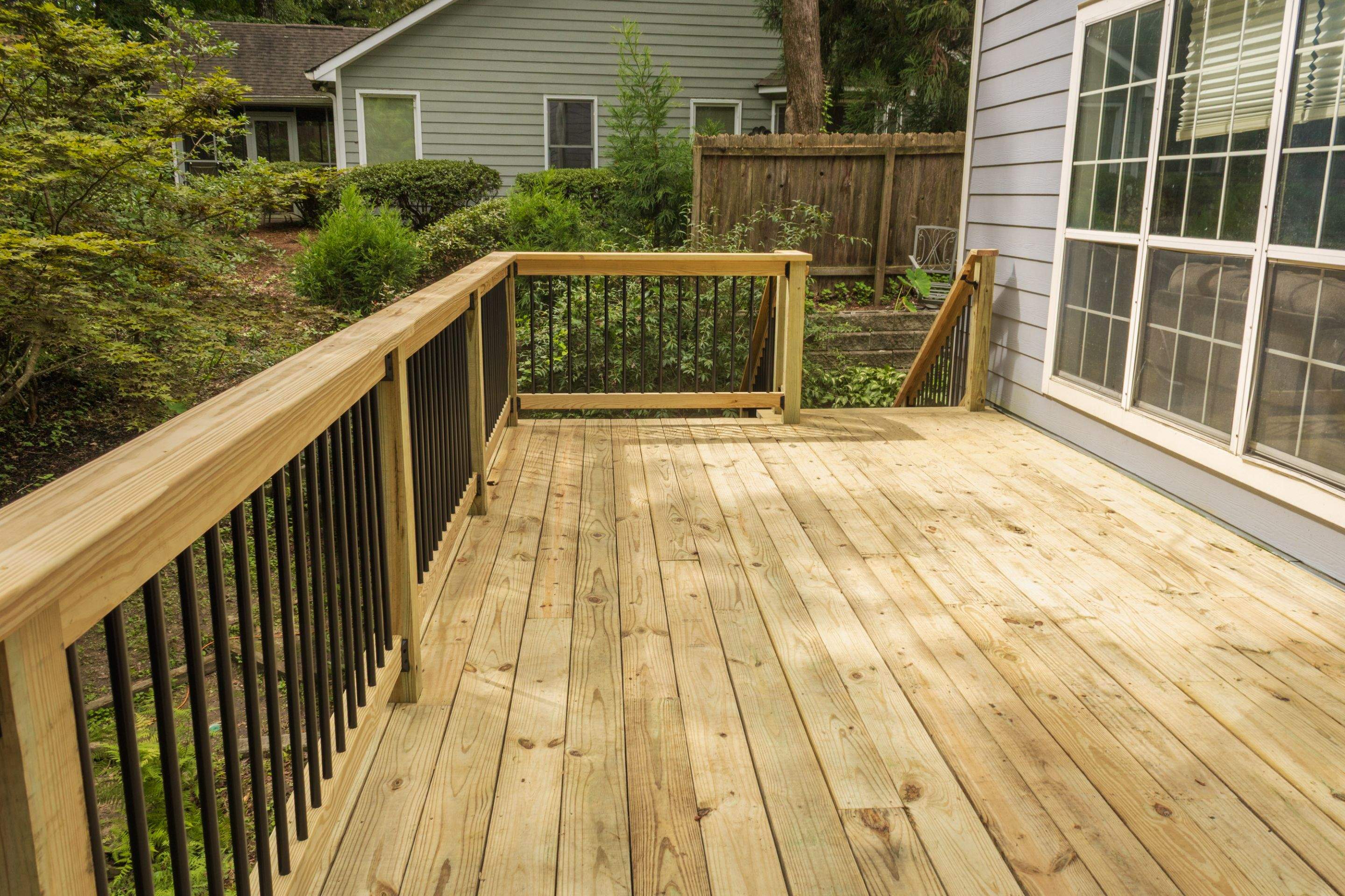 Gwinett County Wood Deck Resurface with Graspable Handrail by Nelson Exteriors 