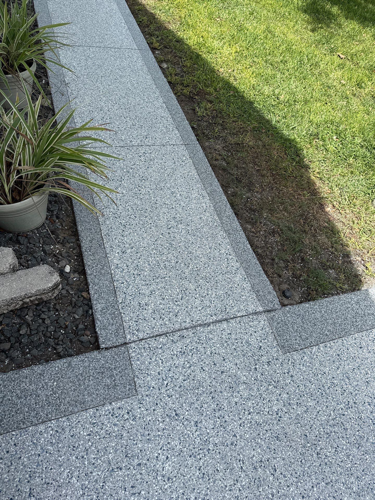 Driveway Tidal Wave with Cool Breeze Border and Sidewalk by Innovative Concrete Coatings 