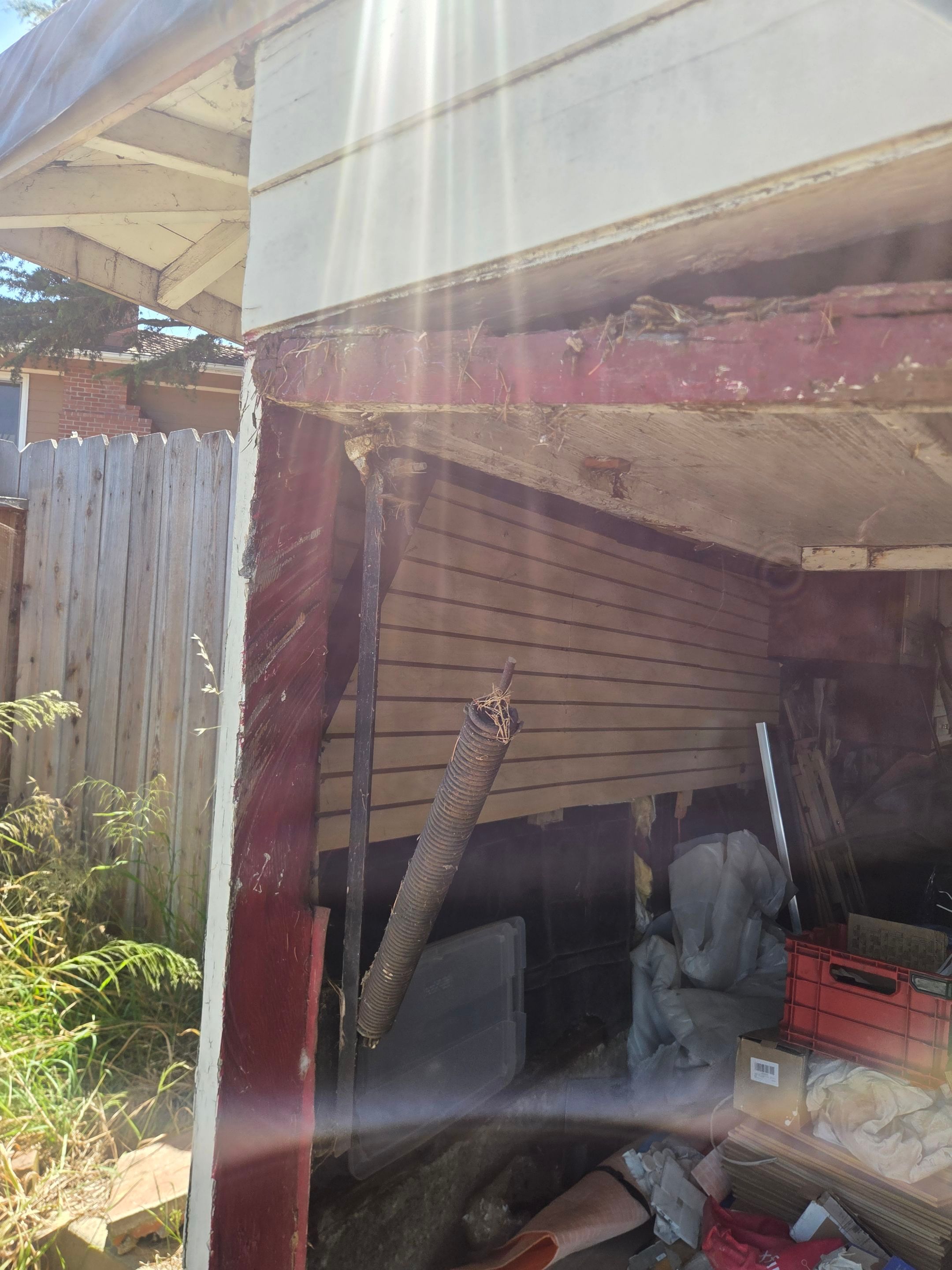 Detached Garage Complete Panel Replacement and Structural Header Repair in Hayward CA by Valiant Garage Door