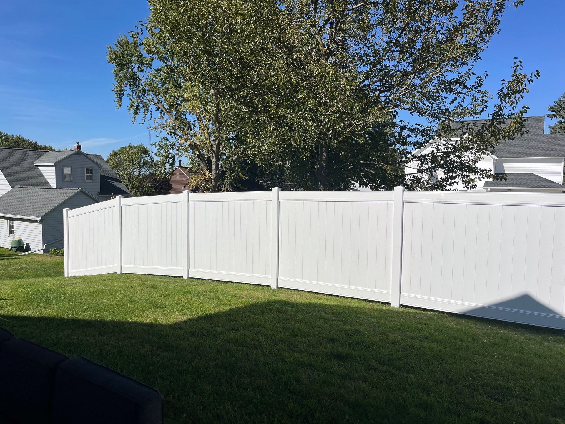 White Vinyl Privacy Fence Installation in Grundy Center by Perfect Picket Fence and Stain