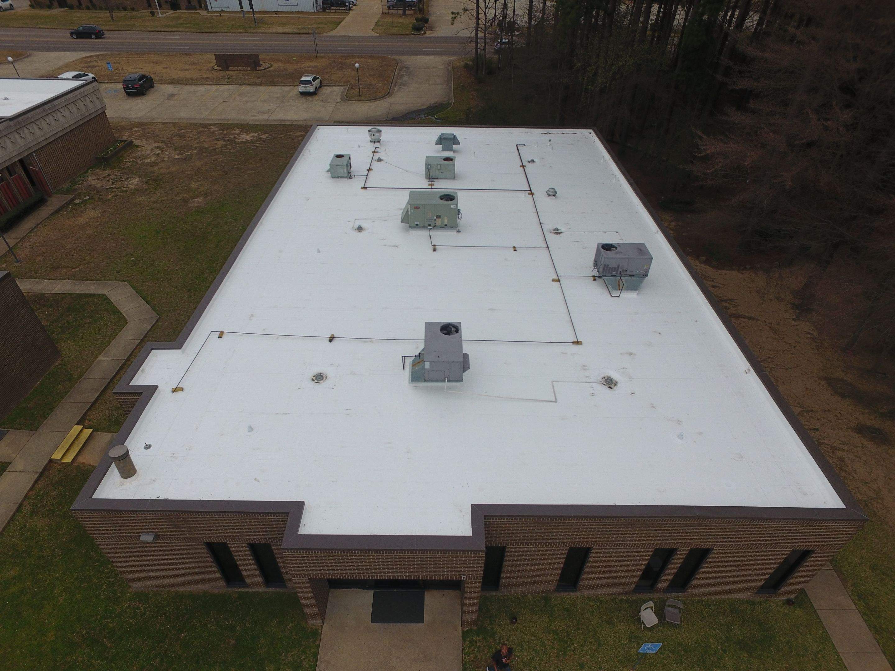 Commercial Roofing Installation using 50 mil PVC by Hostetler Roofing