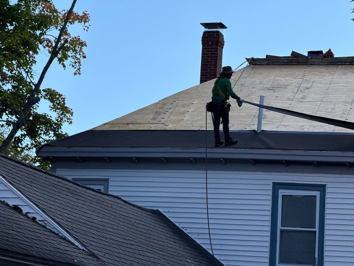 Full Roof Replacement on Historic Farmhouse with Decking Replacement – Repeat Customer by Sensible Home Solutions