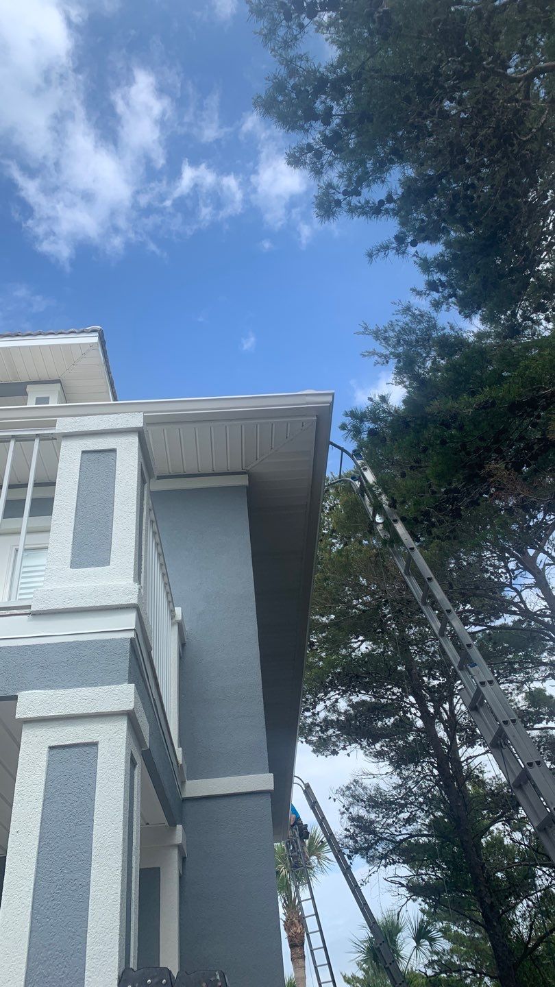 Seamless Gutter Installation Using Linen Colored K-Style Gutters by Gutter Professors