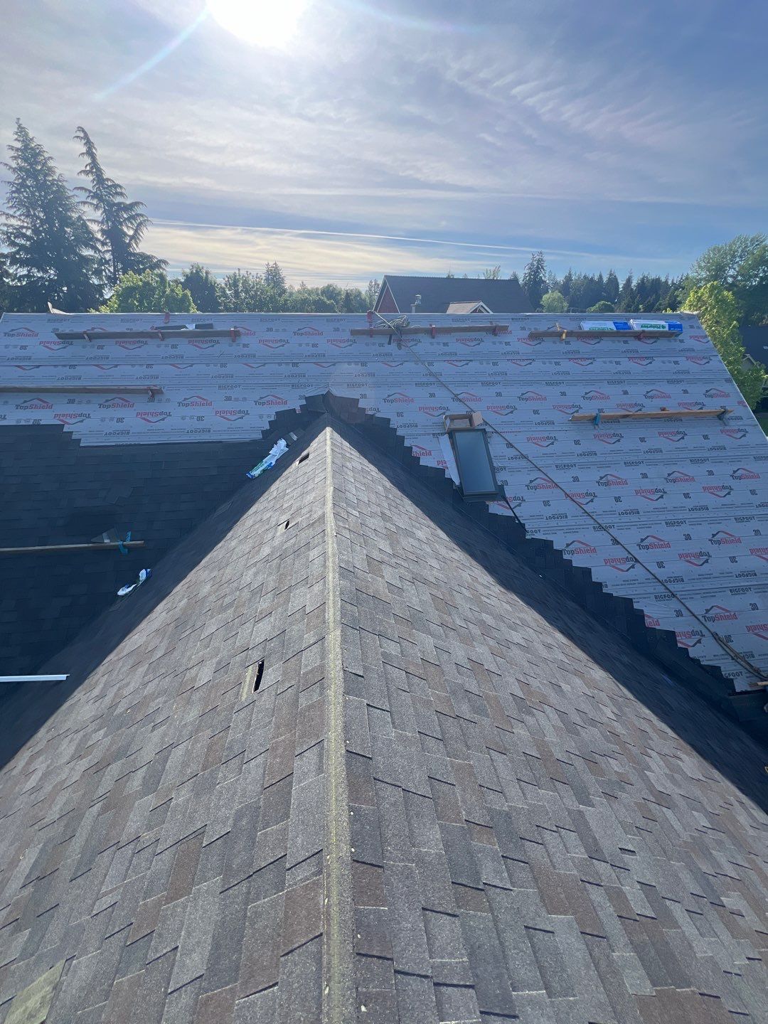 Residential Roofing Installation using Malarkey Vista (Color: Black Oak) by Orezona Building & Roofing Company, Inc.