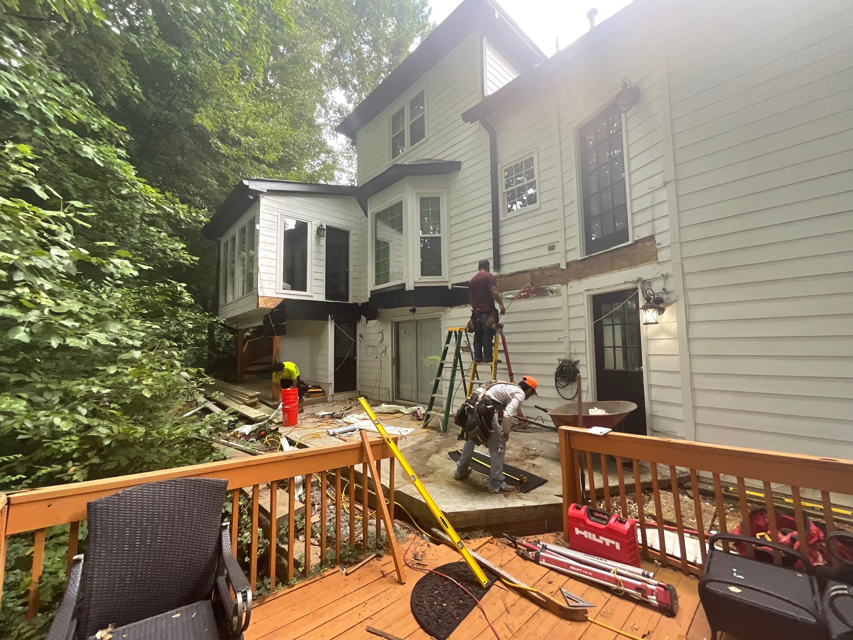 Elevated Wood Deck and Covered Patio Installation in Alpharetta by Swift Home Renovations