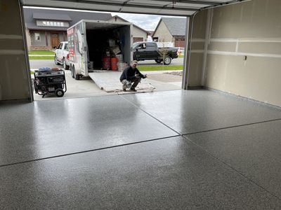 Garage Transformation using Slate Stone by Croc Coatings, LLC