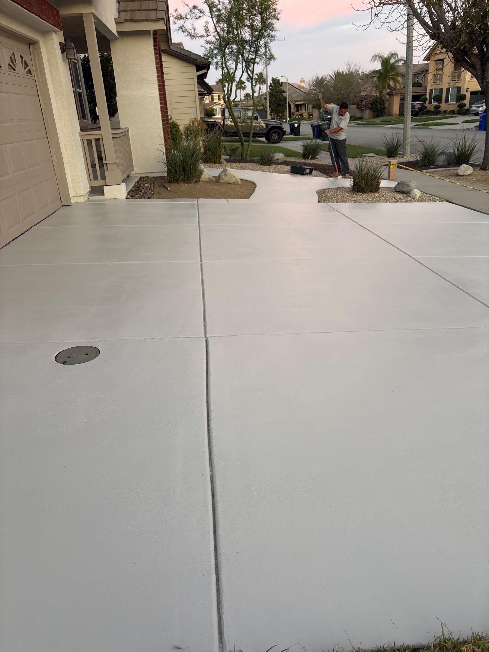 Sandblasting & Staining Concrete Driveway In Rancho Cucamonga, CA by La Power Washing Inc