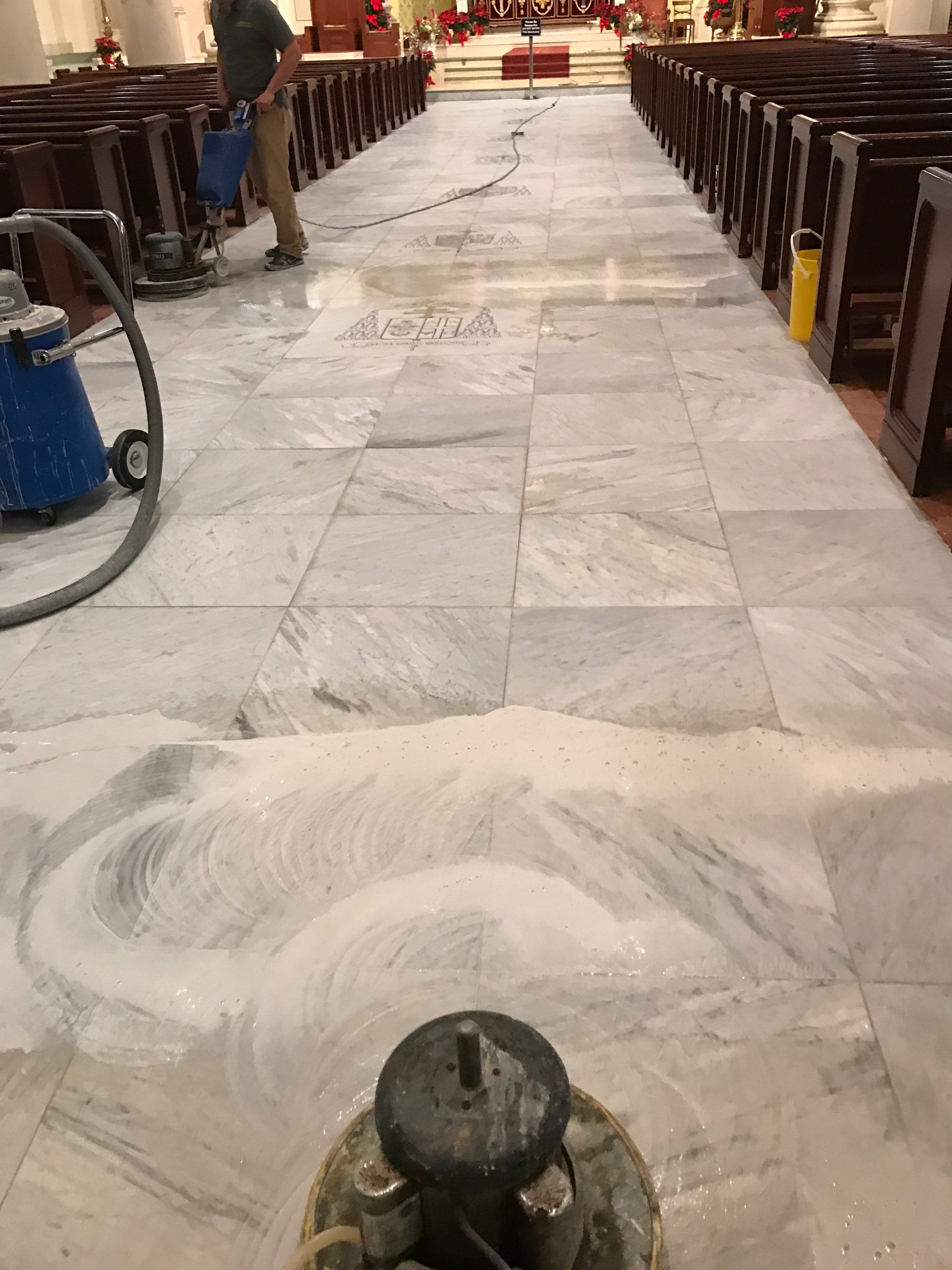 Marble Restoration for the Cathedral Basilica of the Immaculate Conception by Cornerstone Hard Surface Restoration 