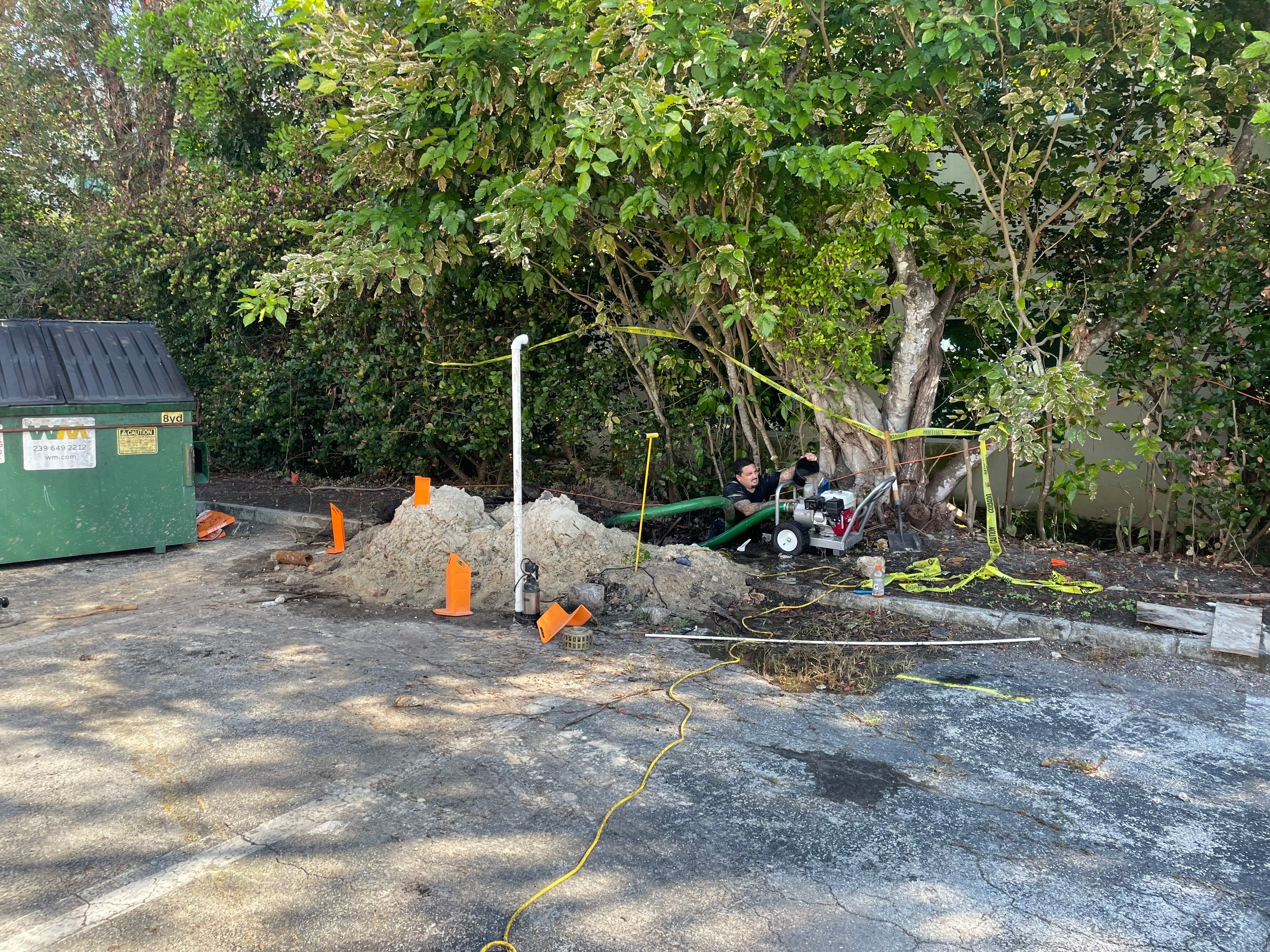 Hydro Excavating a Water Main for Repair by APS Power & Water