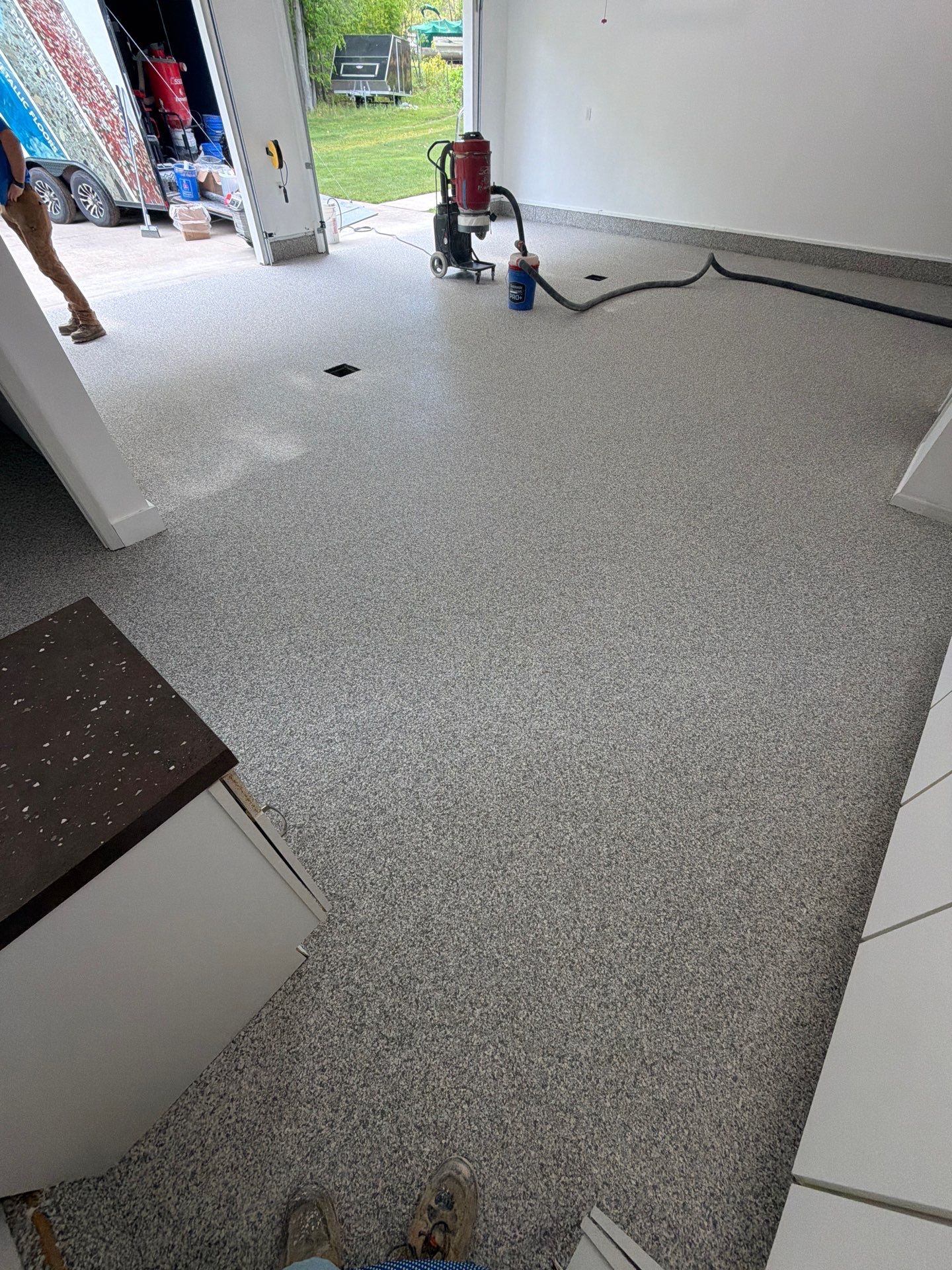 Custom Polymer Flake Epoxy Garage Floor Coating in Mears by Gordon Painting