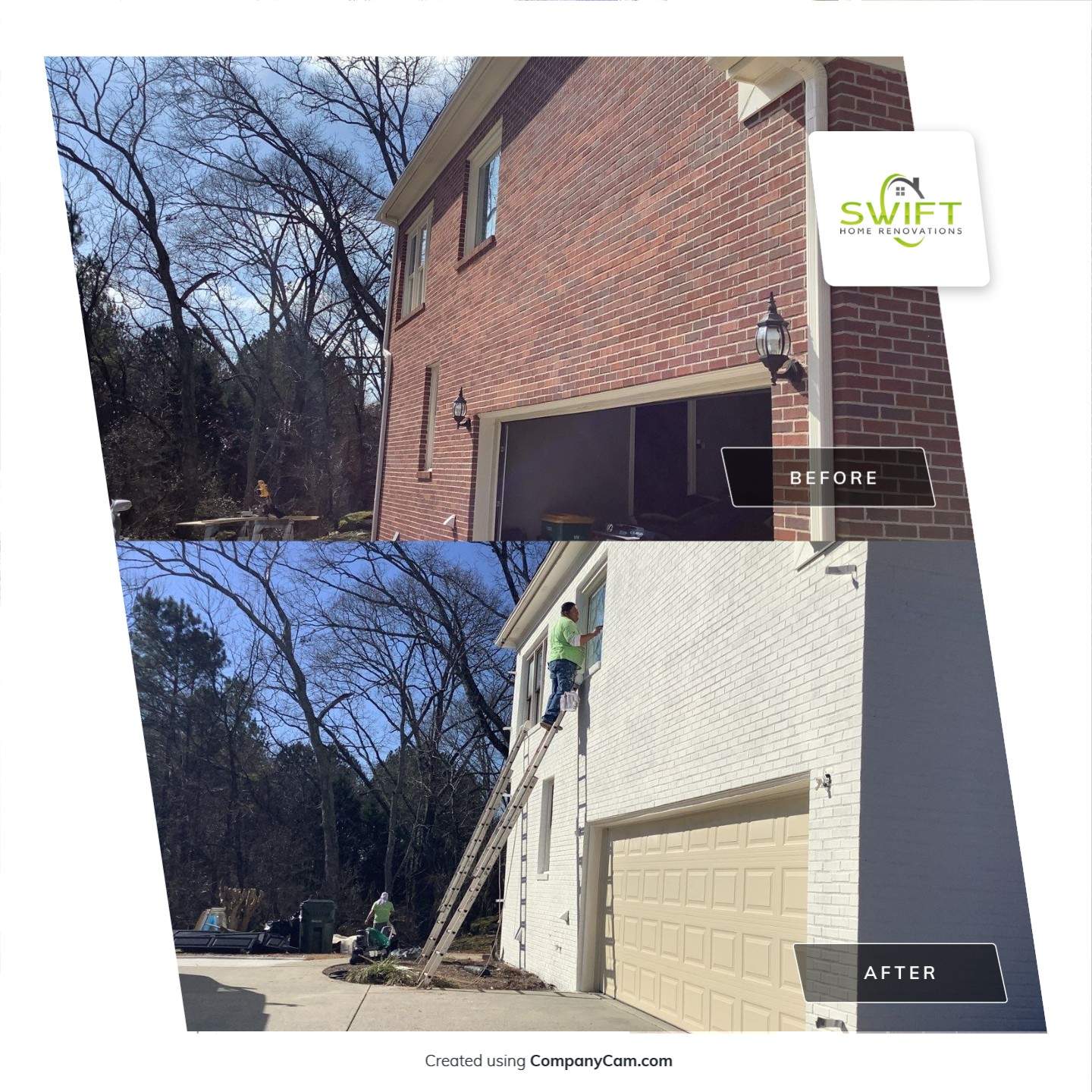 White Brick Exterior Painting and Deck Refinishing in Duluth by Swift Home Renovations