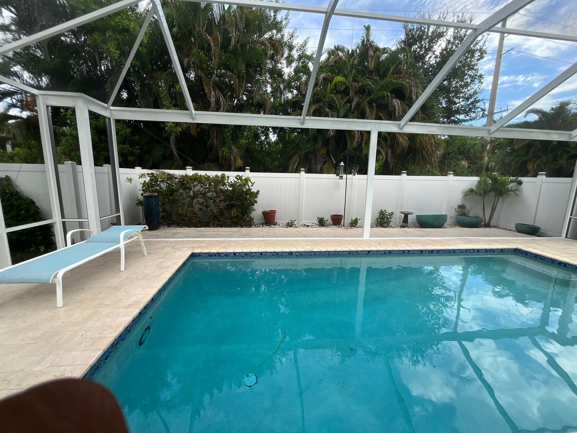Custom White Pool Enclosure Installation by The Screen Depot, Inc