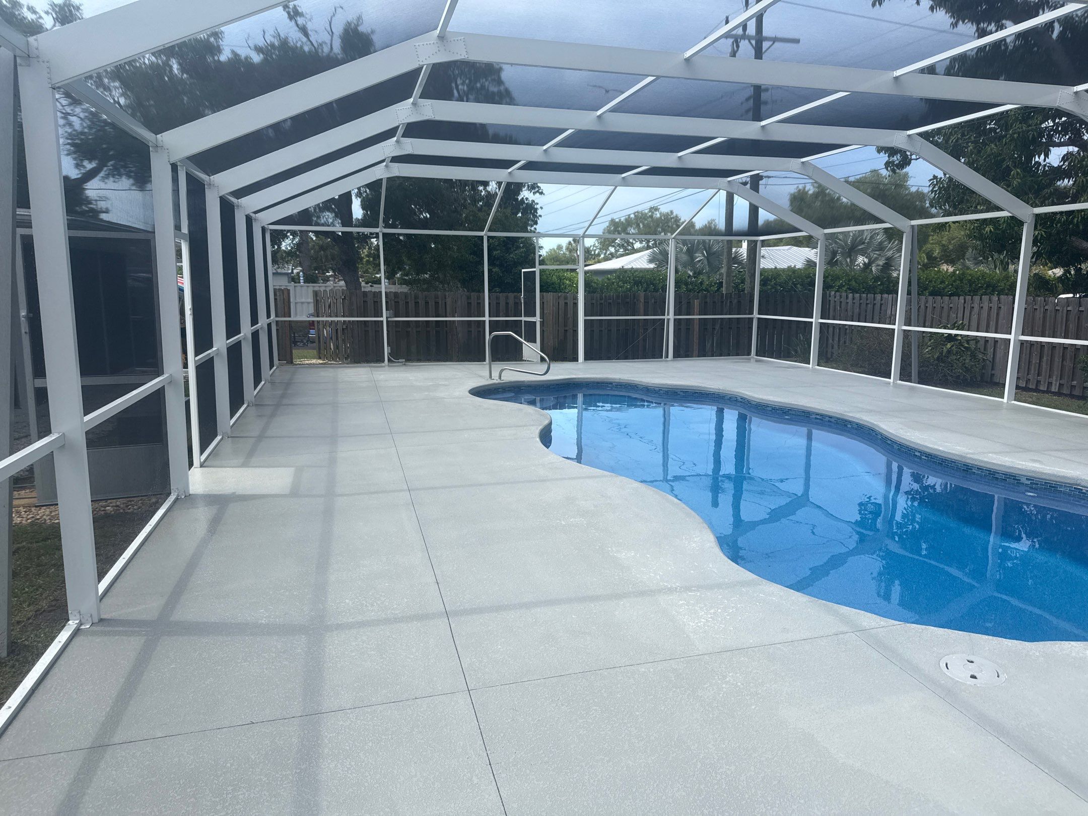 Painted Pool Deck & Pool Cage Cleaning in Allendale – Bradenton, FL by Sunshine AquaWash