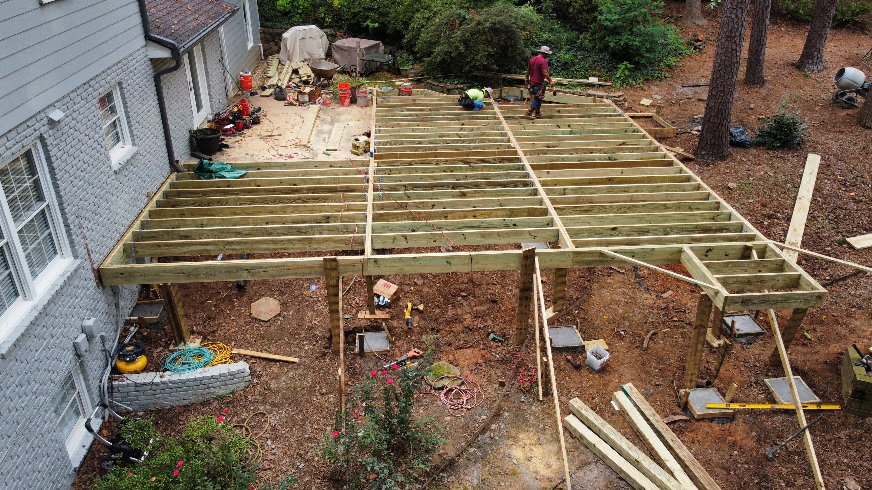Custom Stained Wood Deck Installation with White Railings in Atlanta by Swift Home Renovations