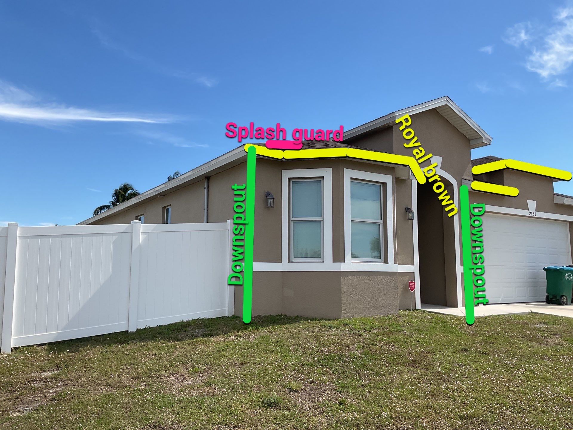 Royal Brown Seamless Gutters in Cape Coral FL by Gutter Professors
