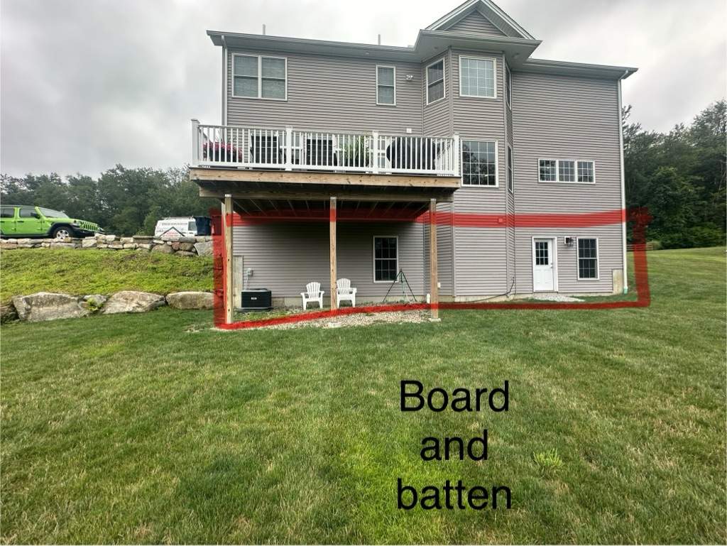 Deck replacement and expansion, With useable under space. Trex Tropical Island mist boards.  by DiGiorgi Roofing and Siding Inc