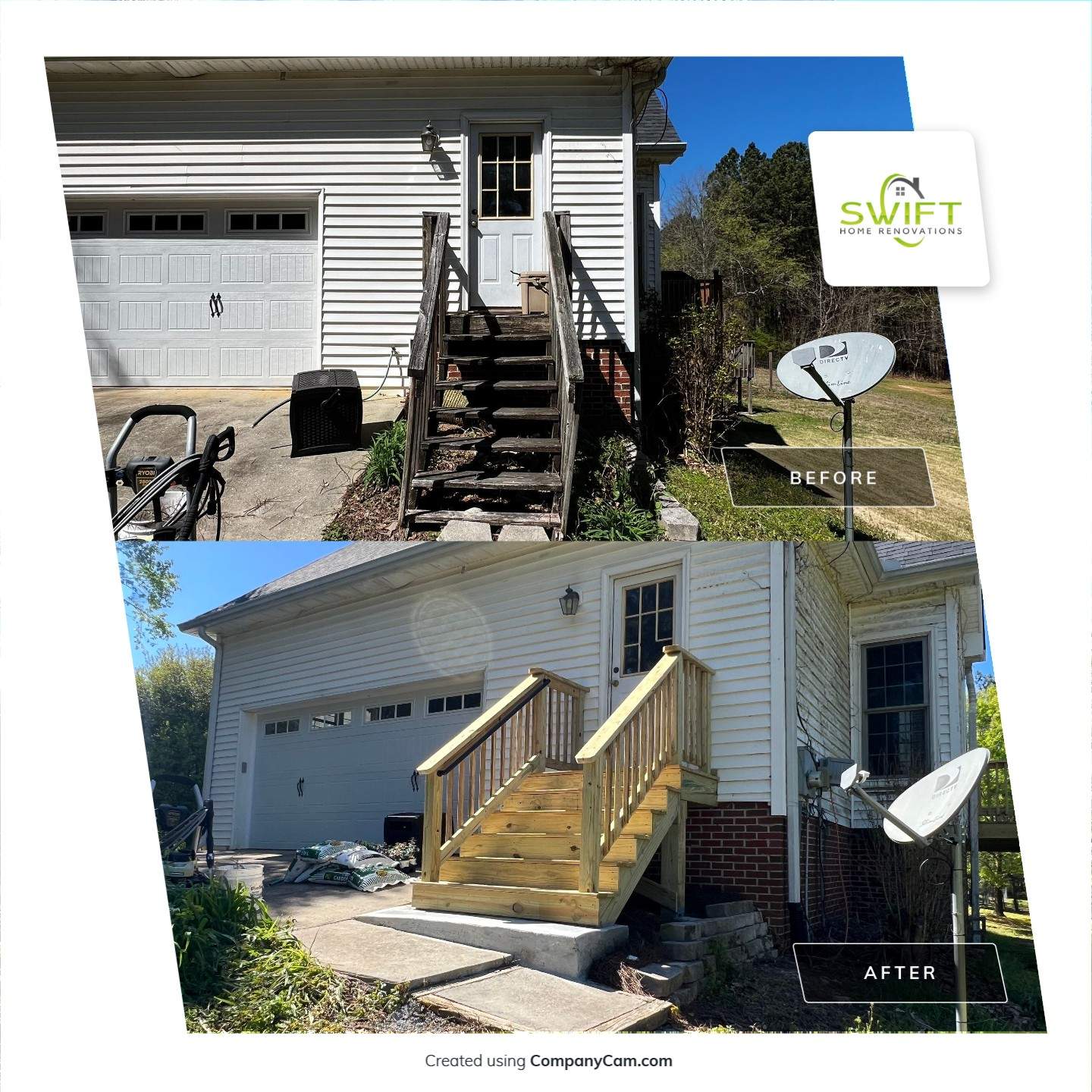 Pressure-Treated Wood Deck and Side Porch Replacement in Dacula by Swift Home Renovations