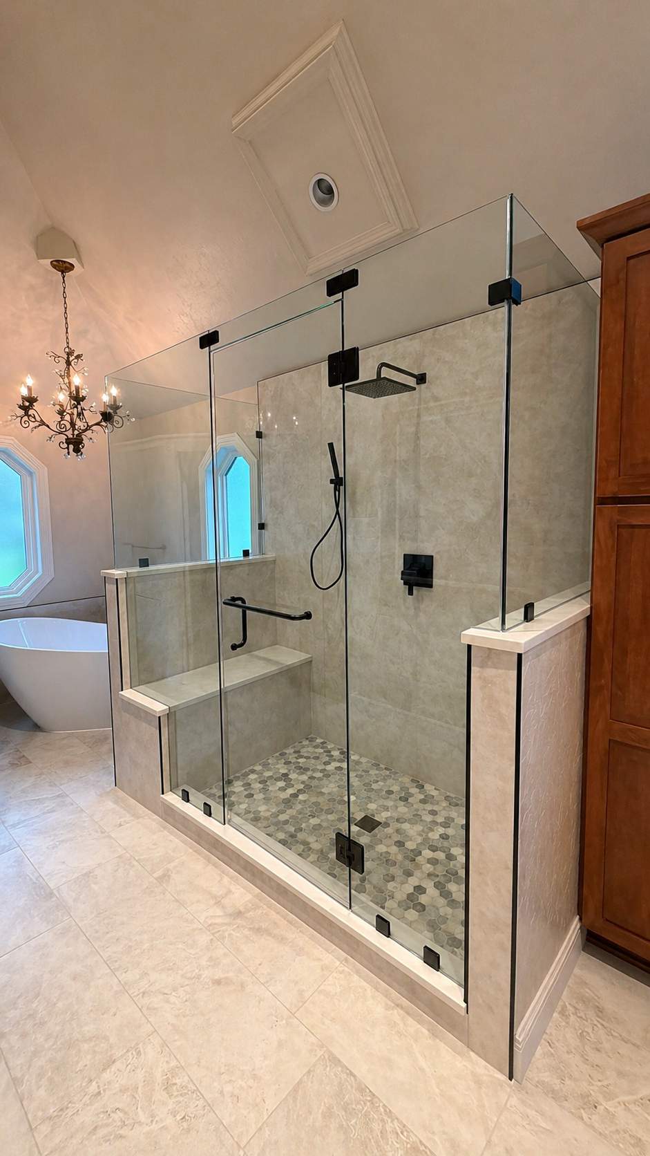 Inwood Master Bathroom Remodel | Modern Walk-In Shower & Custom Vanity Design by Legacy Bath and Kitchen