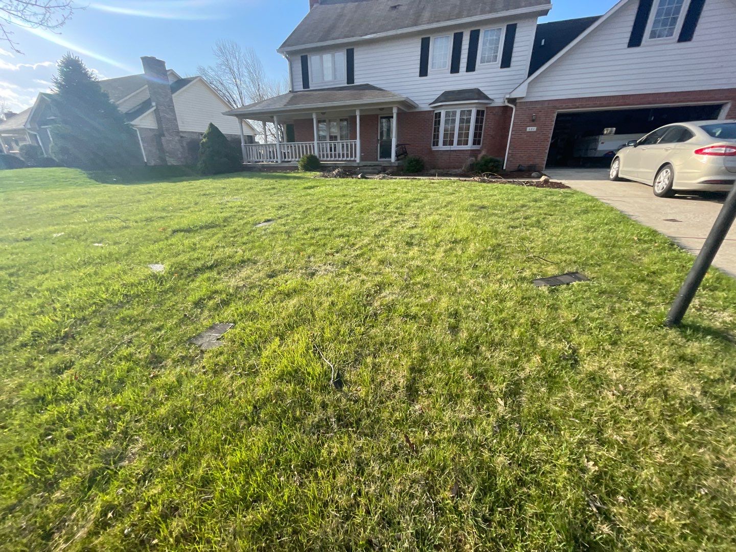 Tornado damage in Whiteland. Roof replacement, James Hardie siding, exterior paint, gutters, windows, doors by 317 Roofing & Restorations