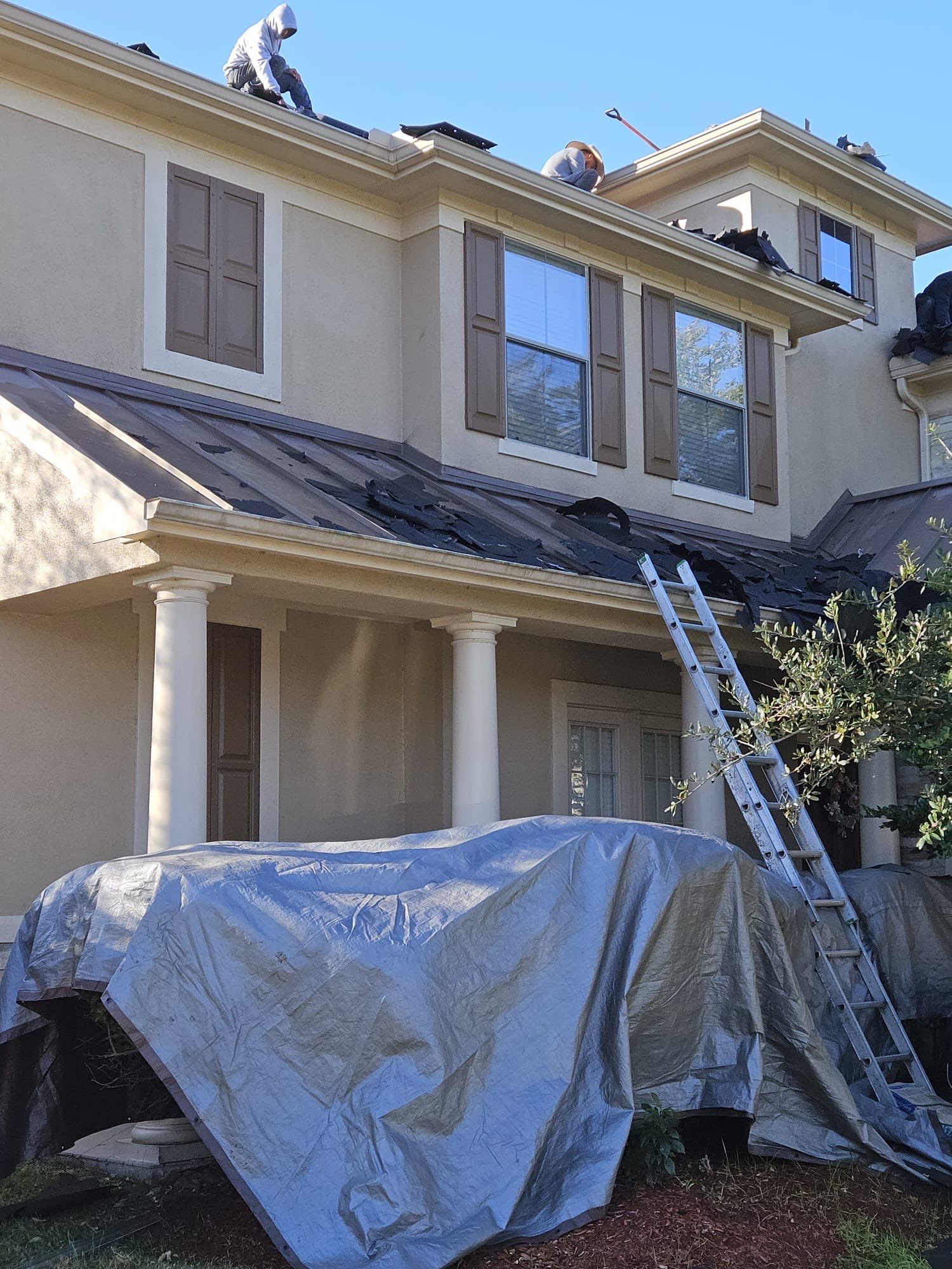 Two-Story Roof Replacement & Chimney Stucco Repair — Houston, TX by PL Roofing & SB Roofing, LLC.