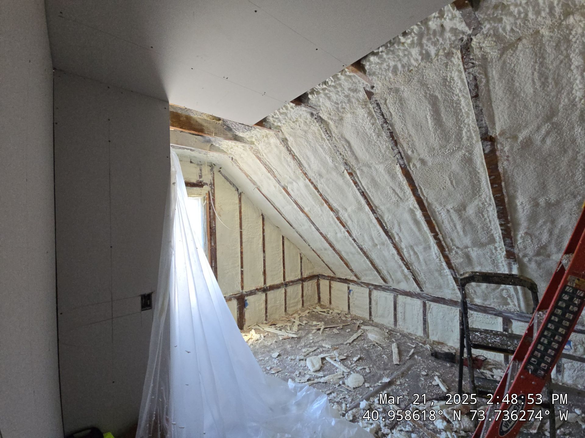 Attic Insulation using open cell spray foam by NYS Foam & Energy