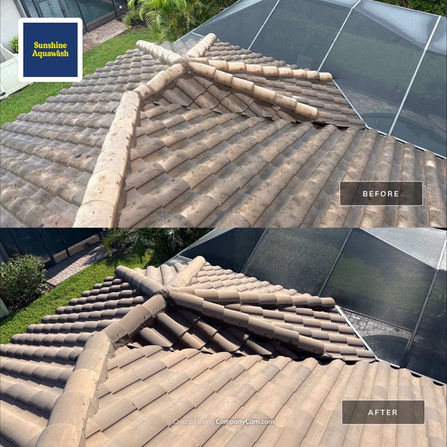 Concrete Tile Roof, Paver Driveway & Lanai Cleaning – Artisan Lakes Esplanade, Palmetto, FL by Sunshine AquaWash