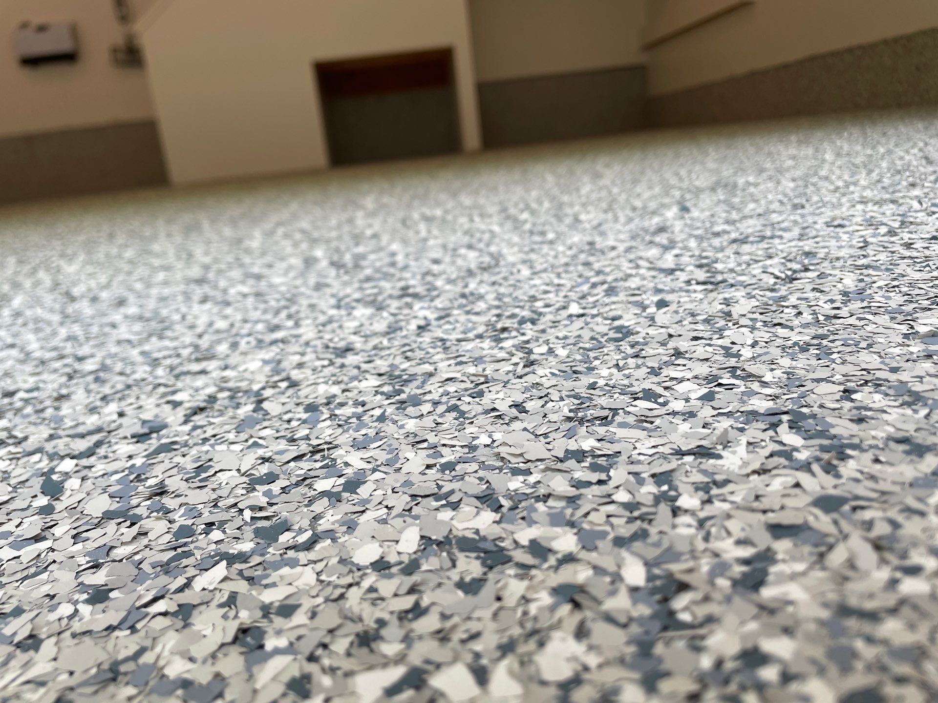 Garage Transformation in West Michigan | Full Interior Repaint & Epoxy Flake Floor in Tidal Wave Blend by Gordon Painting