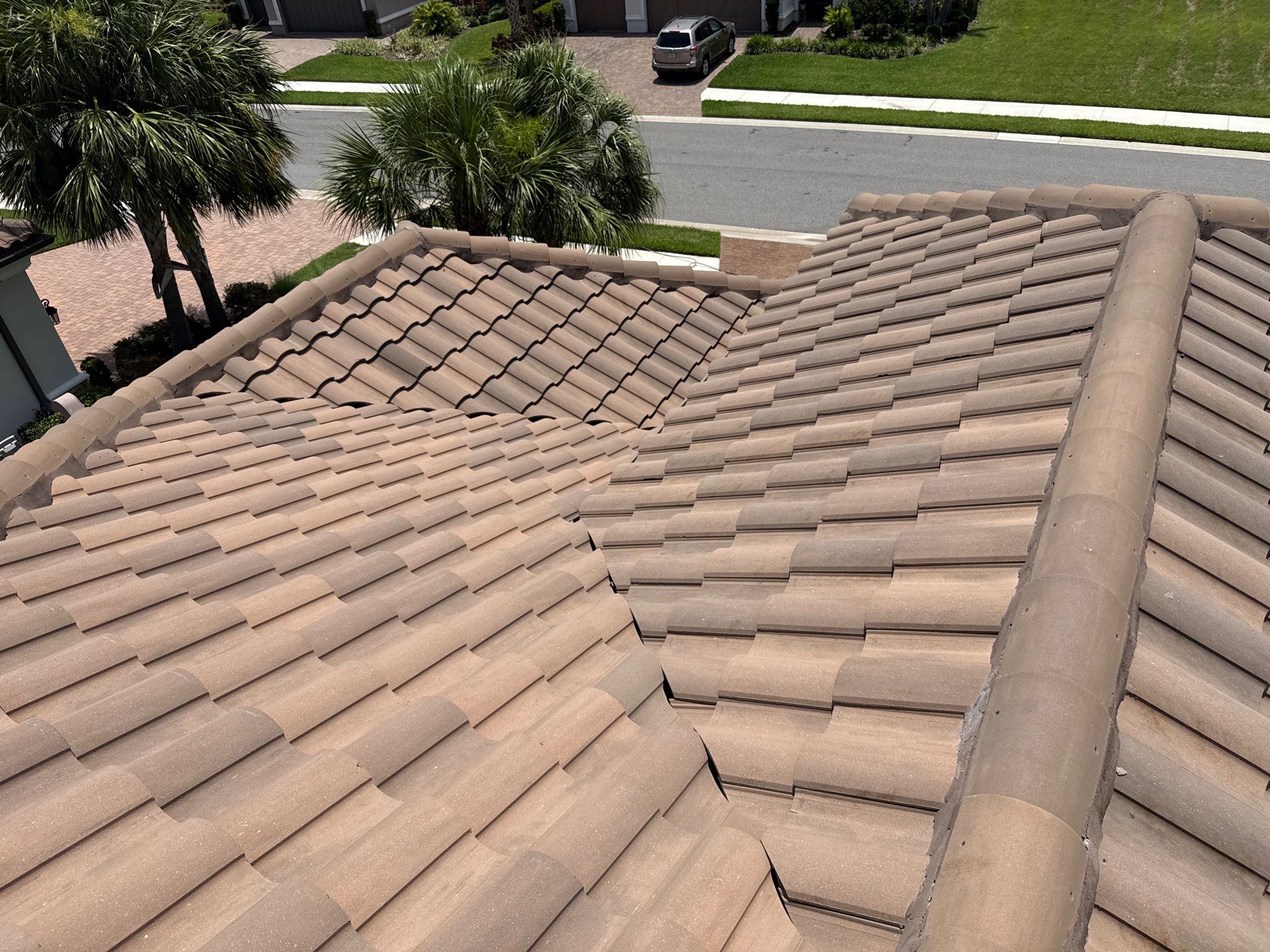 Neighboring Tile Roof Cleaning with Gutter Runoff Control – Palmetto, FL by Sunshine AquaWash