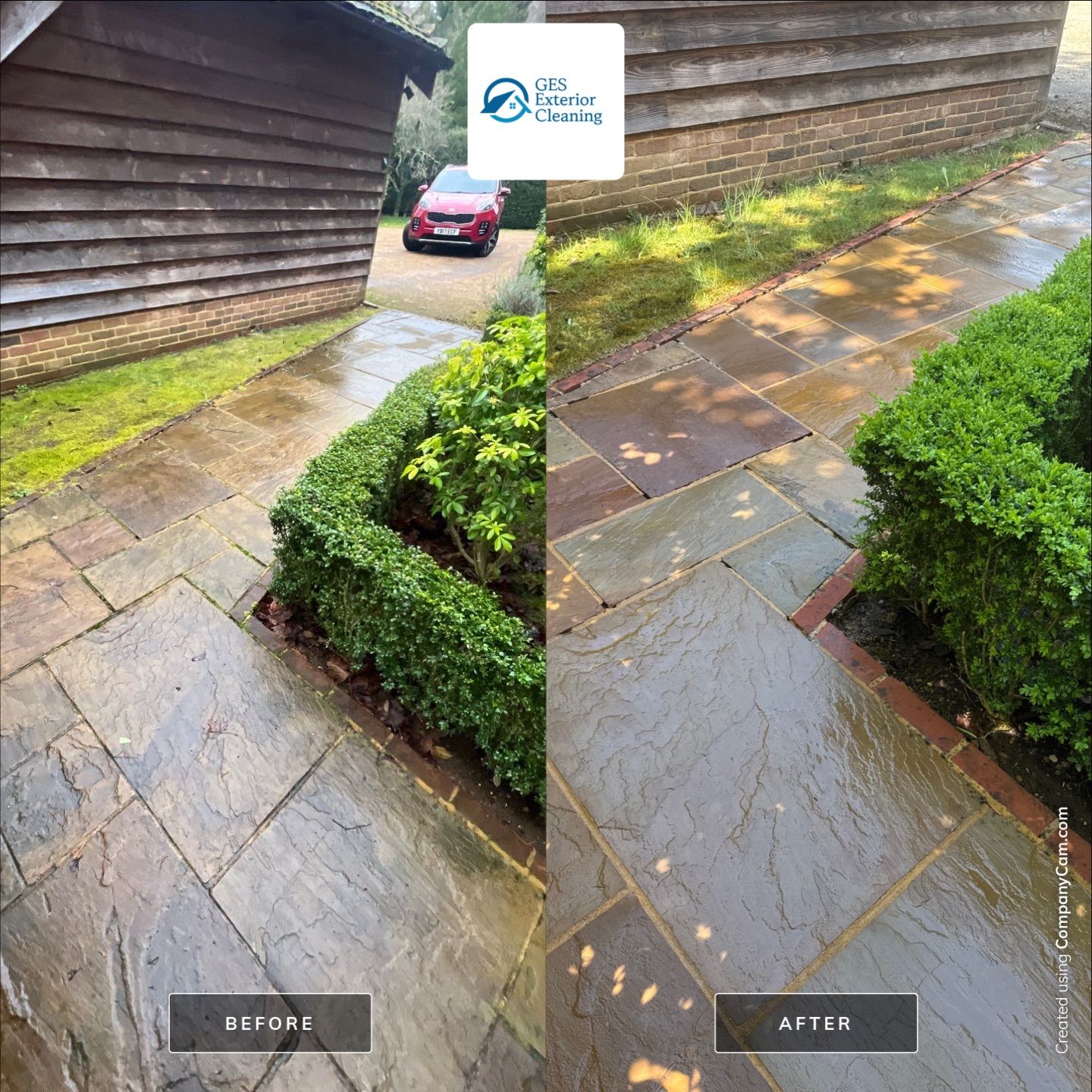 Patio Area Spring Clean using 18inch Whirlaway FSC by Ges Exterior Cleaning ltd