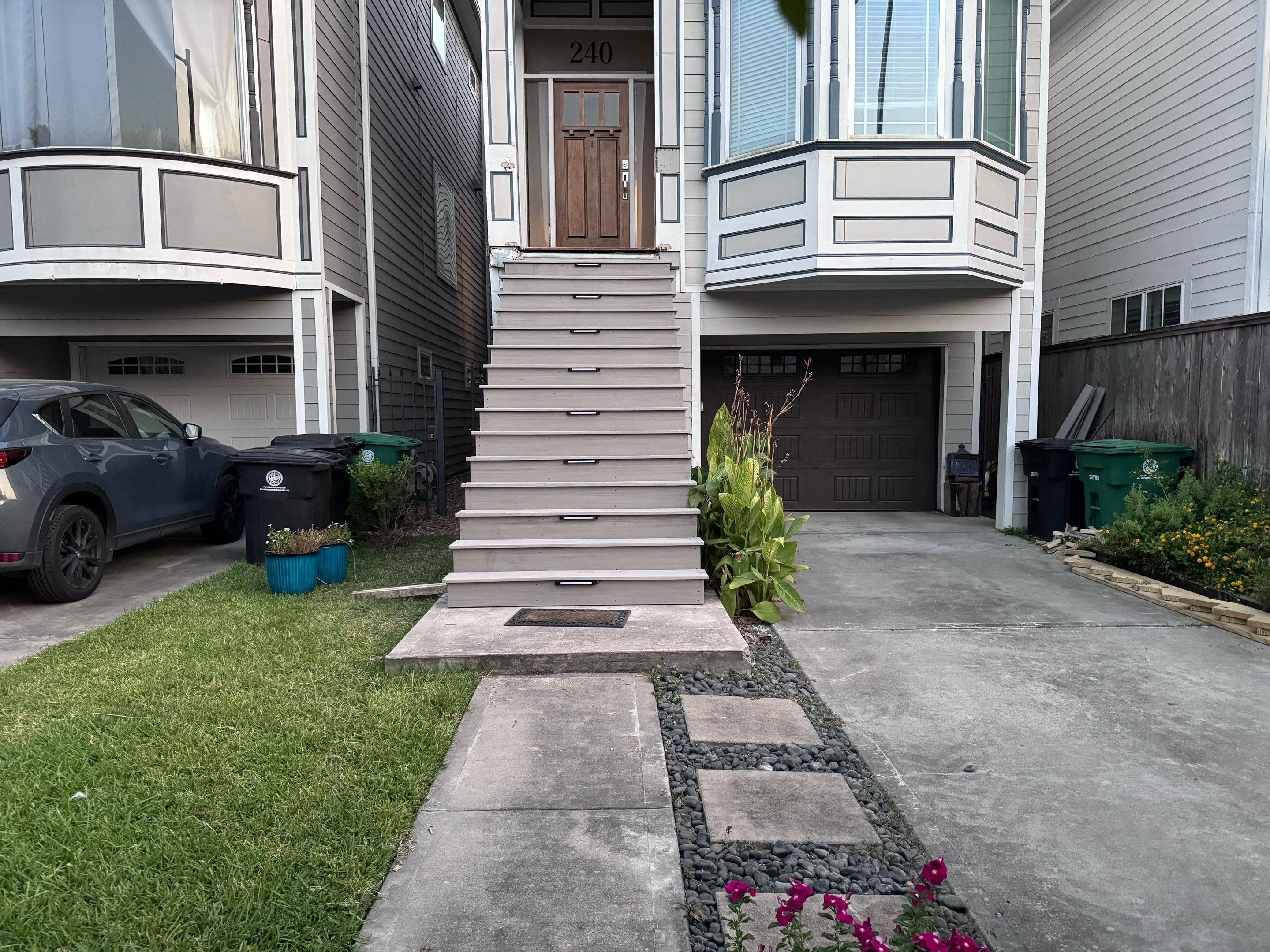 Timbertech Staircase with a 50 year warranty and solar lighting by Majesty Construction