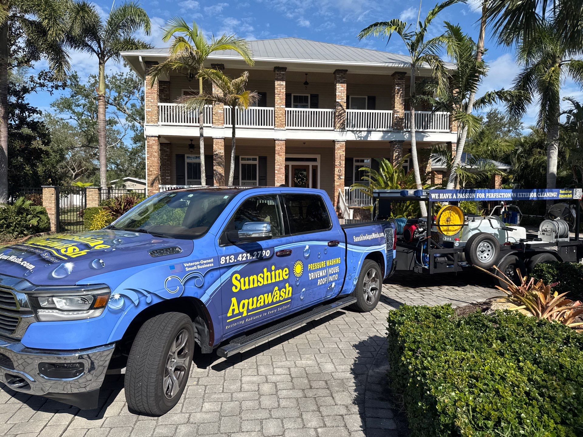 2-Story House Wash and Garage Pressure Washing in Palmetto, FL by Sunshine AquaWash