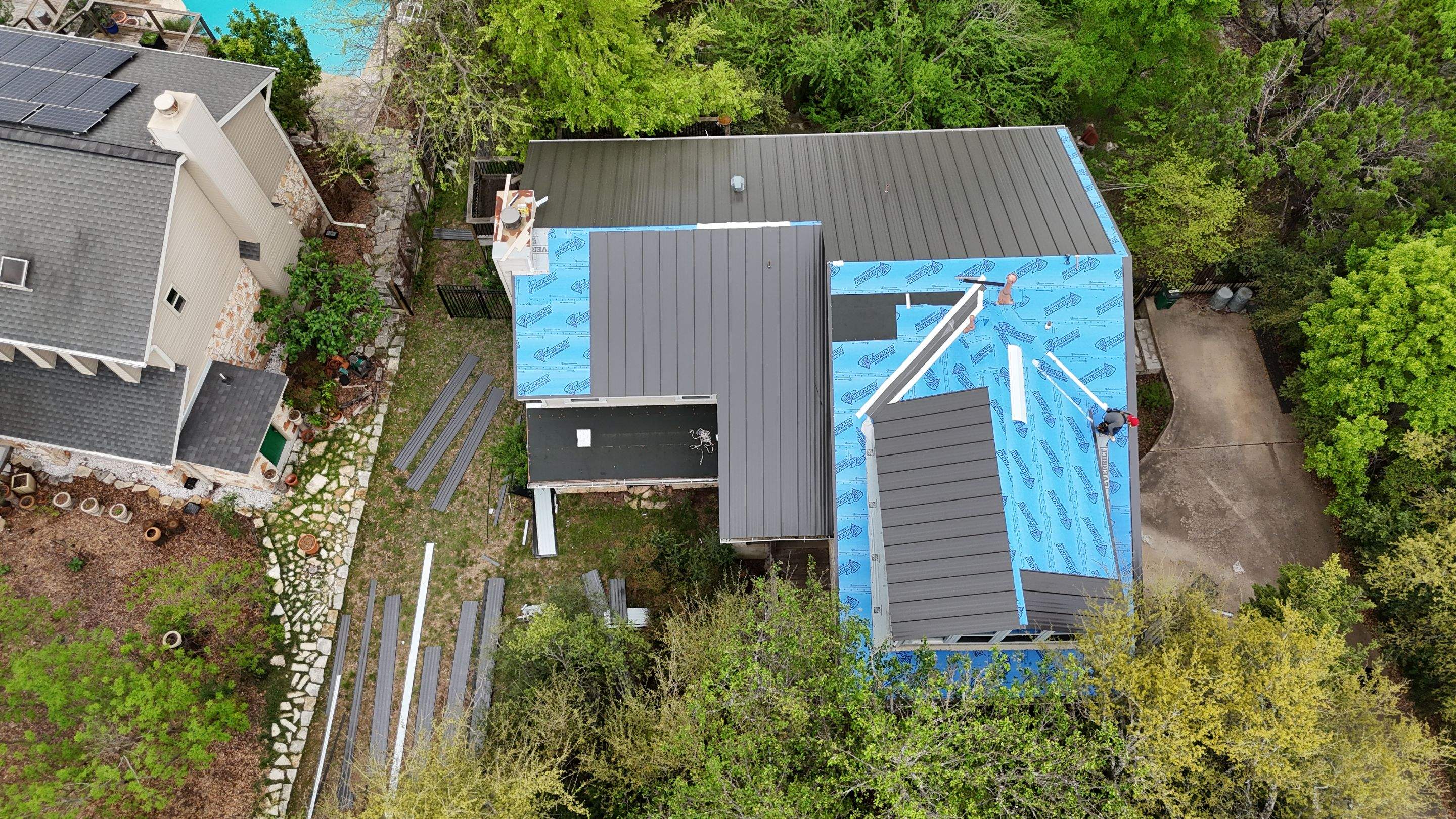 Dark Bronze - L&A Standing Seam with Striations by RoofsOnly.com