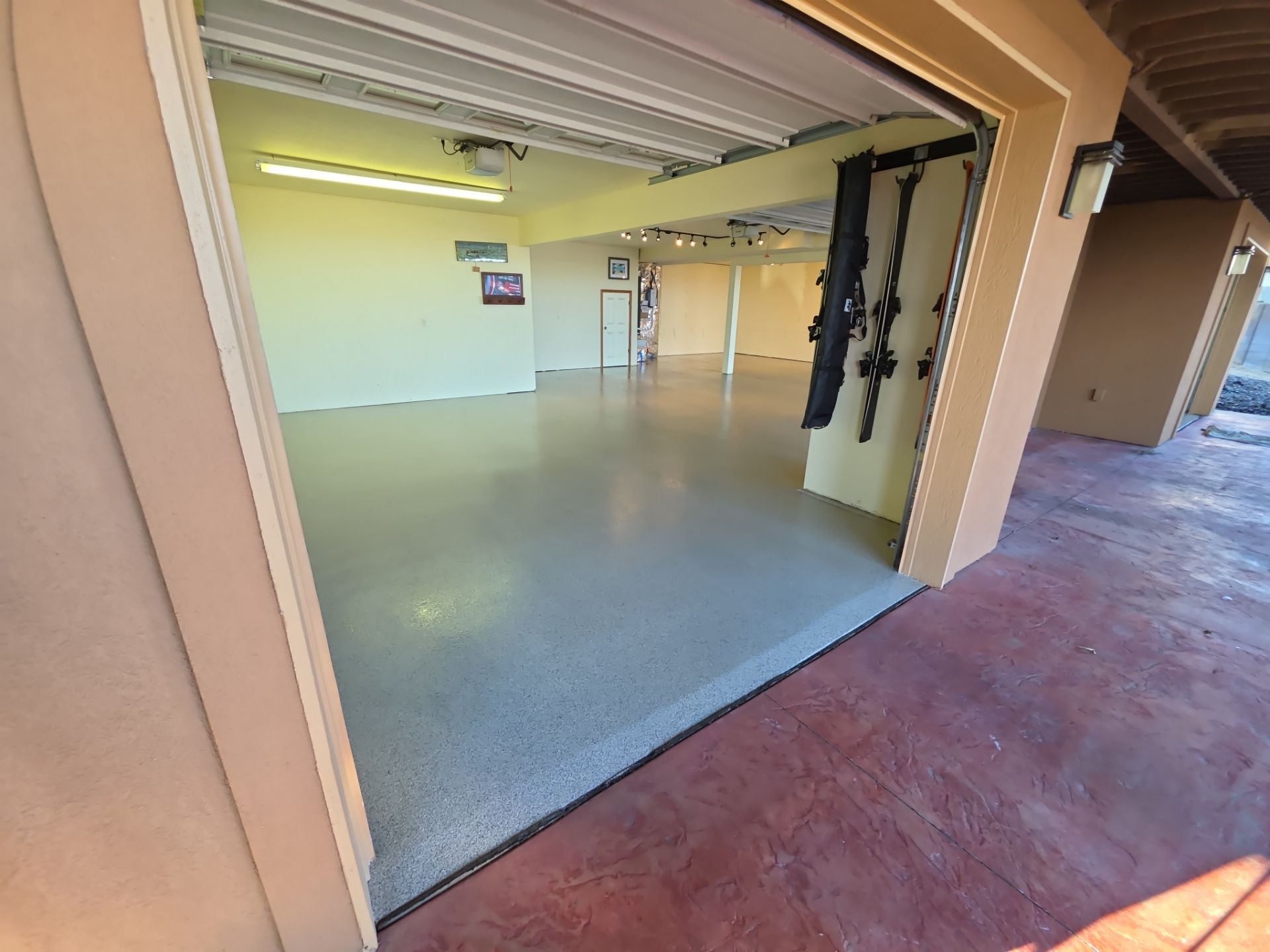 Garage Transformation using Stone/Marble Hybrid by Croc Coatings, LLC