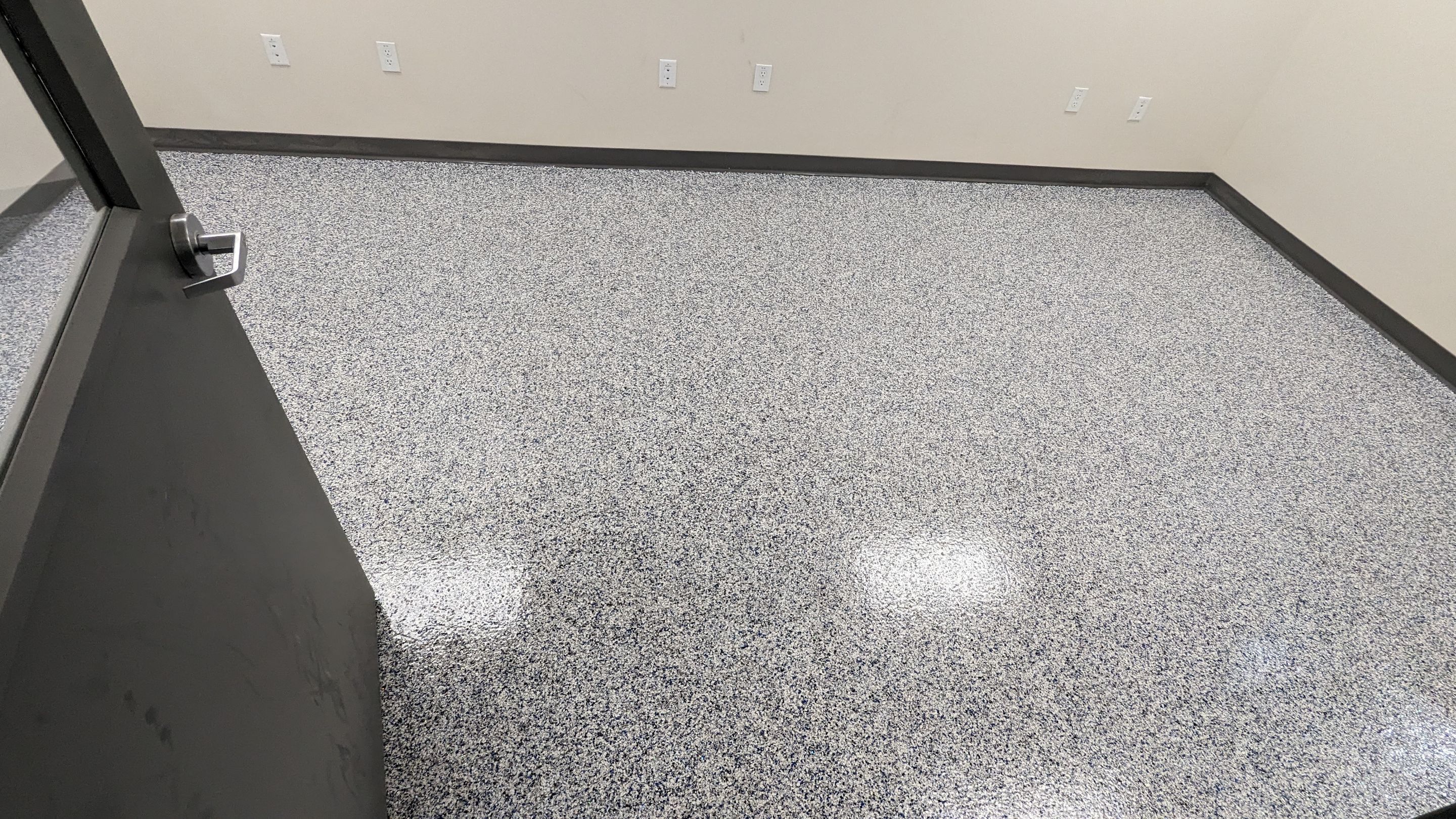 Commercial Floor Transformation using Aurora Accent W/Hypnotic Blue by Croc Coatings, LLC
