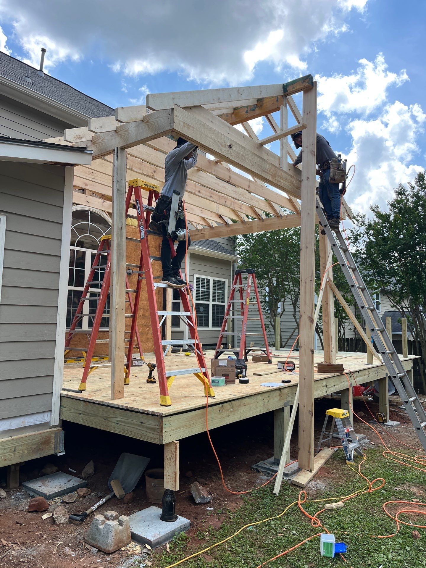 Wood Deck Build and Screen Porch Install in Kennesaw, GA by Nelson Exteriors 