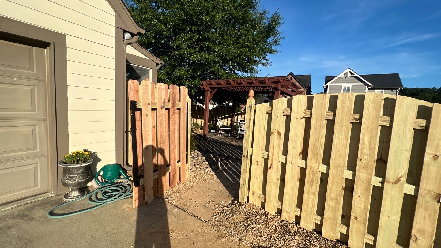 Chase Lake - Arched Shadowbox Fence by Pillar and Pine