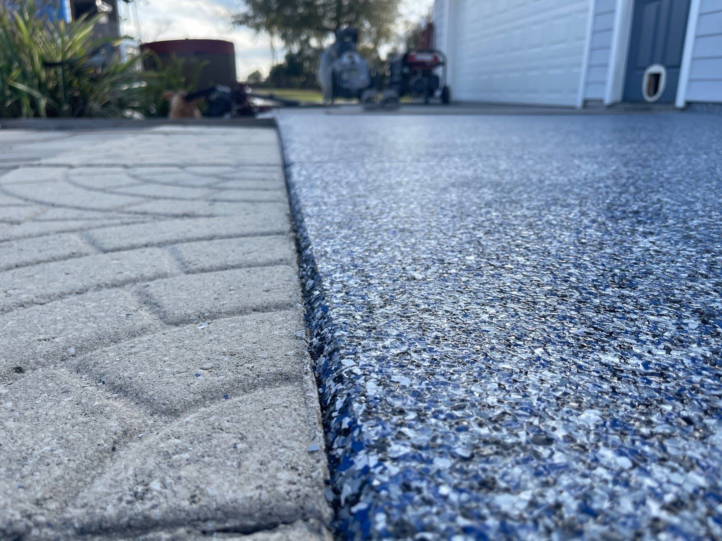 Patio in Trenton, FL in Denim by Cross Creek Concrete Coatings